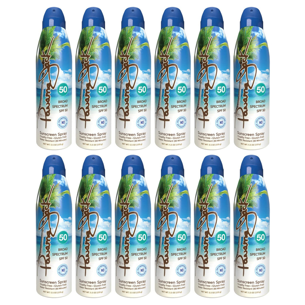 Panama Jack Continuous Spray Sunscreen SPF 50 – Broad Spectrum UVA/UVB, Water Resistant (80 min), 5.5 oz (Pack of 12)