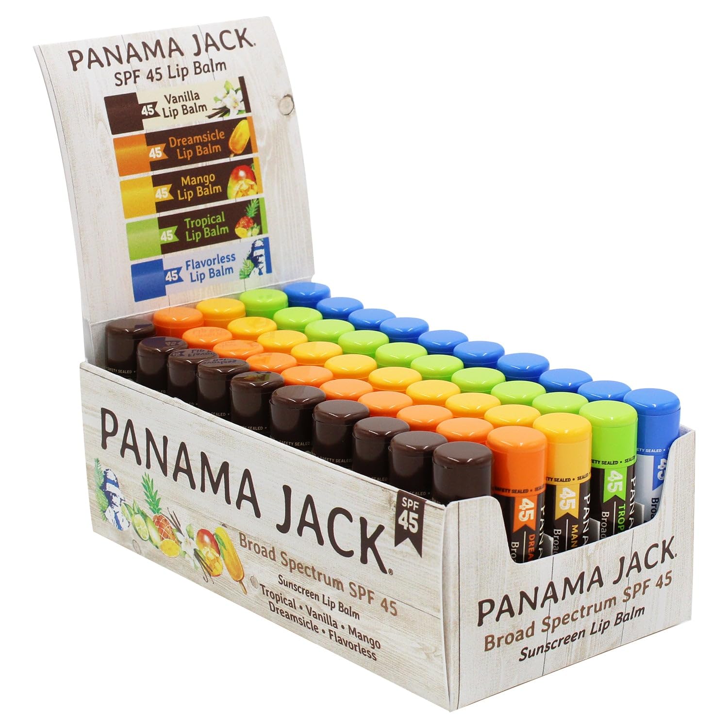 Panama Jack SPF 45 Lip Balm — Broad Spectrum Sunscreen, Pack of 50, Multi-Flavored