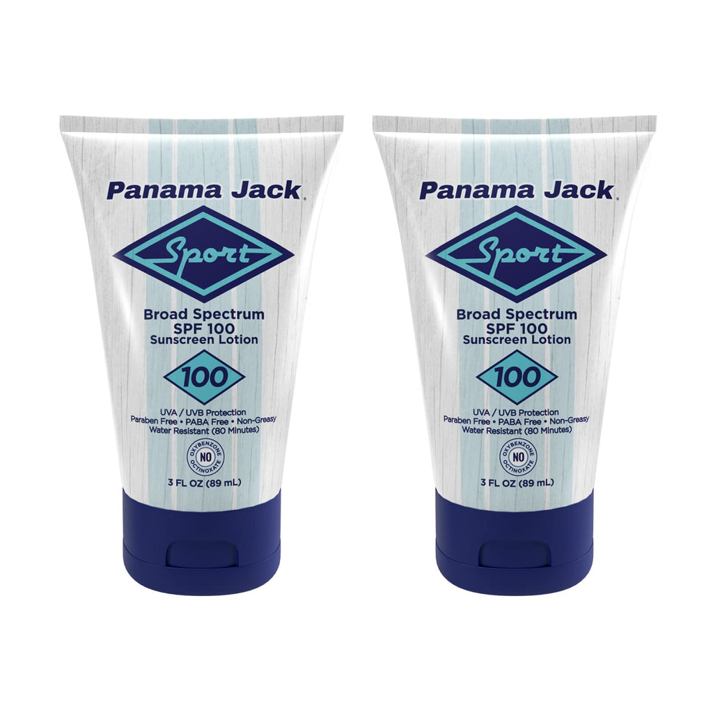 Panama Jack Sport Sunscreen Lotion SPF 100 - Non-Greasy, Water-Resistant, Cruelty-Free, 3 oz (Pack of 12)