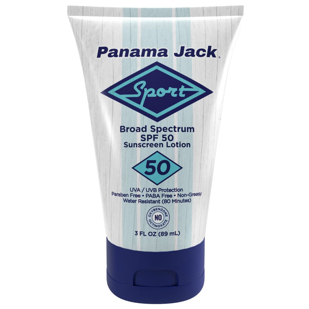 Panama Jack Sport Sunscreen Lotion SPF 50 – Broad Spectrum, Non-Greasy, 3 oz (6-Pack)