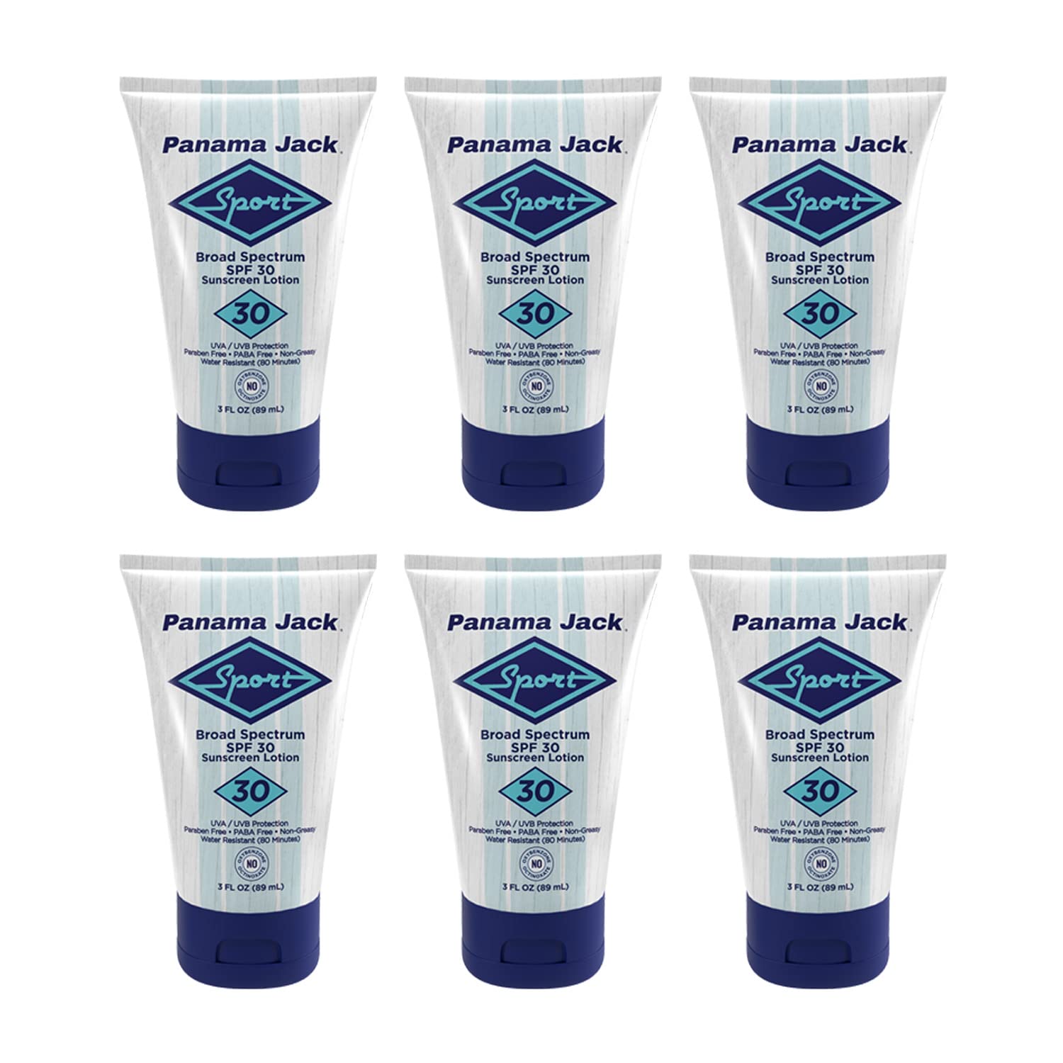 Panama Jack Sport Sunscreen Lotion SPF 30 – Non-Greasy Broad Spectrum, Reef Friendly, 3 oz (Pack of 6)