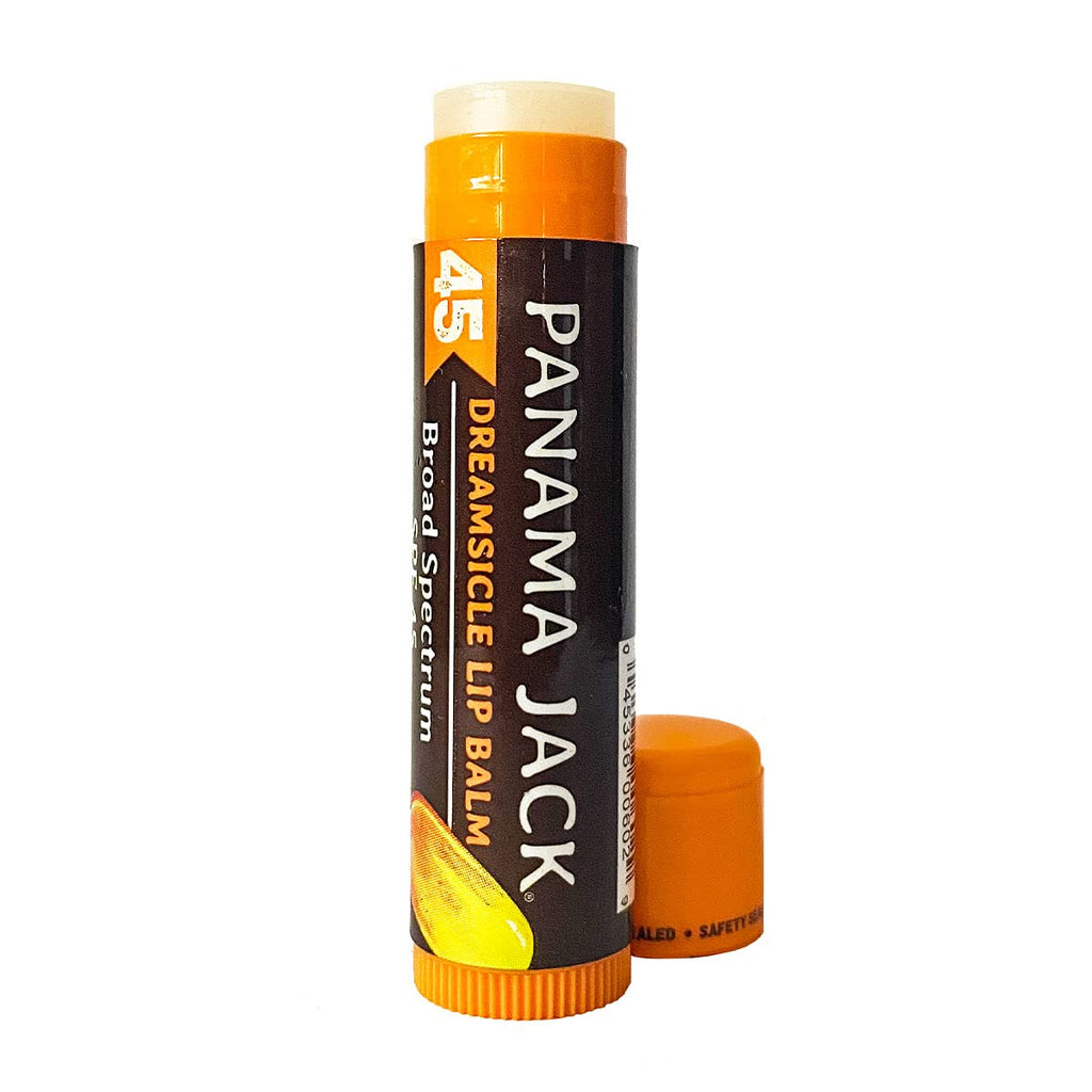 Panama Jack Sunscreen Lip Balm SPF 45 — Flavor Pack (Vanilla, Mango, Dreamsicle, Tropical)