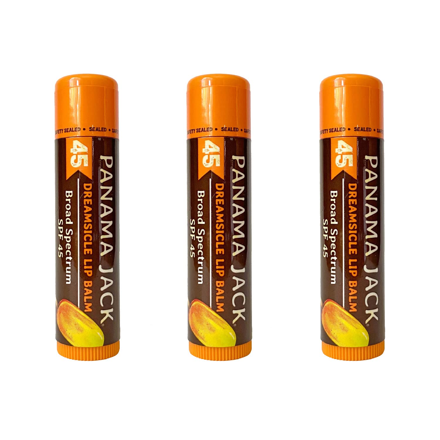 Panama Jack Sunscreen Lip Balm SPF 45 – Dreamsicle, 3-Pack | Broad Spectrum Lip Protection