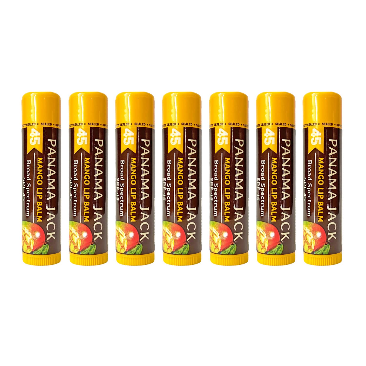 Panama Jack Sunscreen Lip Balm SPF 45 | Broad Spectrum Lip Protection | Mango Flavor – 7-Pack