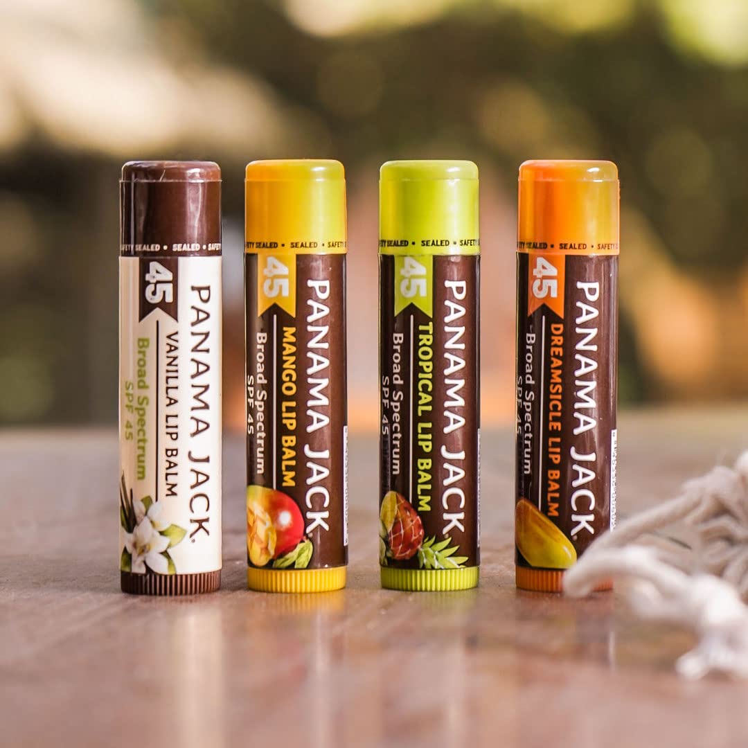 Panama Jack Sunscreen Lip Balm SPF 45 – Broad Spectrum Lip Protection, Vanilla, 12-Pack