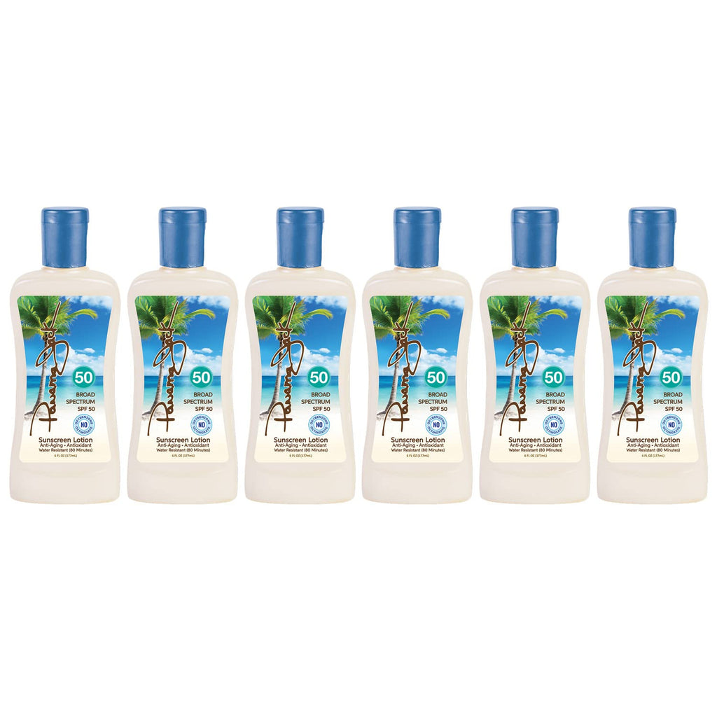 Panama Jack Sunscreen Suntan Lotion SPF 50 – Broad Spectrum UVA/UVB, Pack of 6 x 6 fl oz, Cruelty-Free