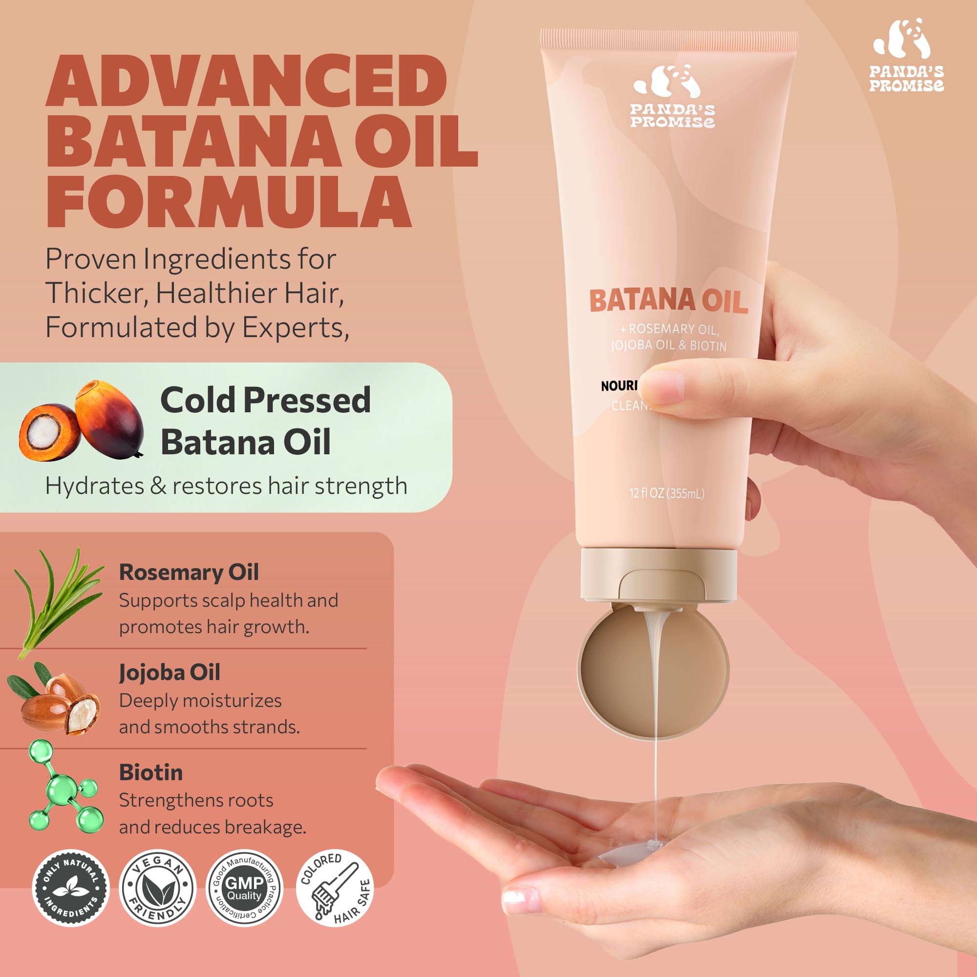 Panda's Promise Batana Oil Shampoo & Conditioner Set – Sulfate-Free Haircare for All Hair Types
