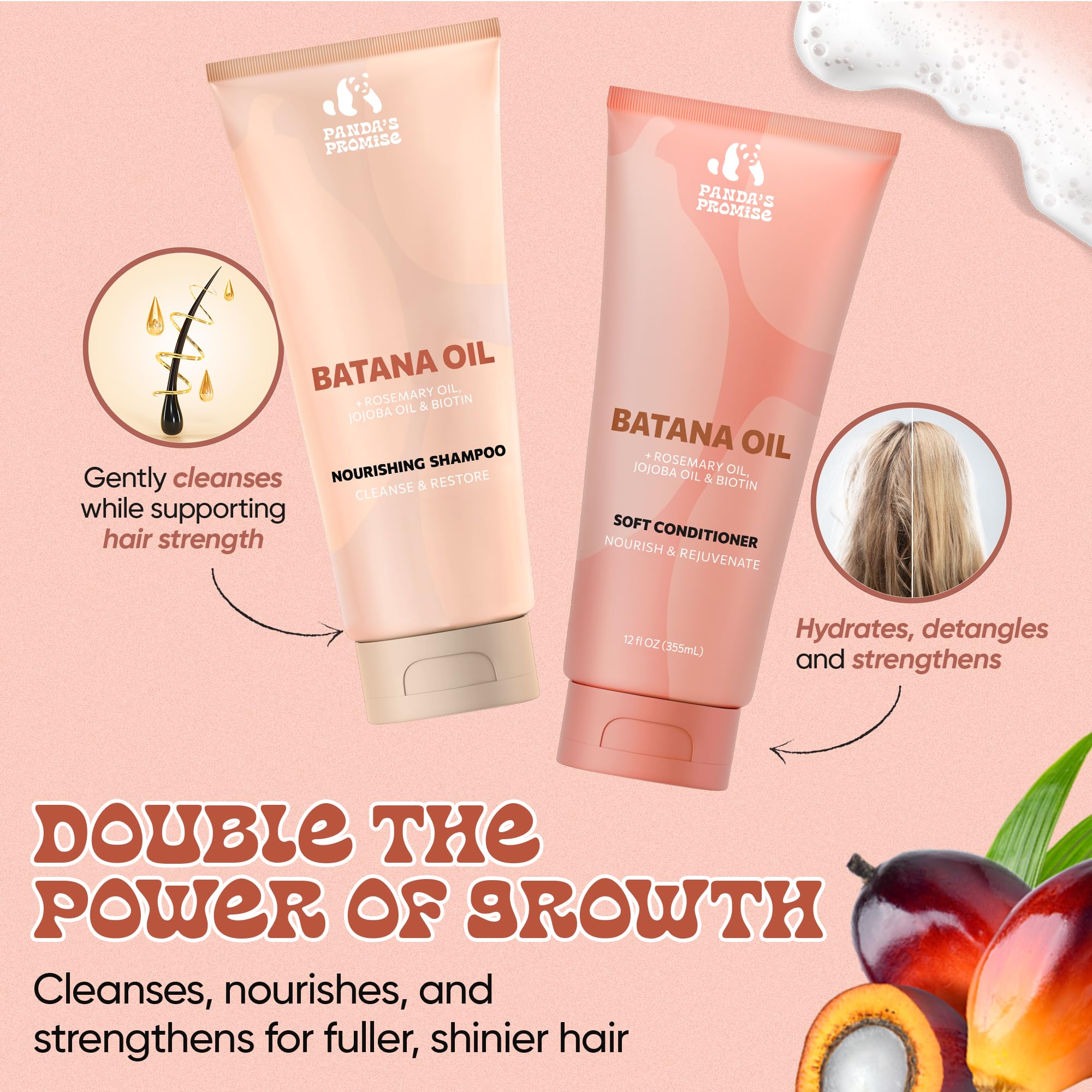 Panda's Promise Batana Oil Shampoo & Conditioner Set – Sulfate-Free Haircare for All Hair Types