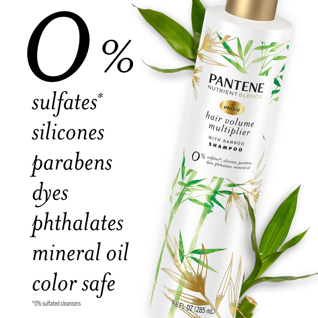 Pantene Sulfate Free Shampoo with Bamboo — Volumizing, Color Safe, 9.6 oz