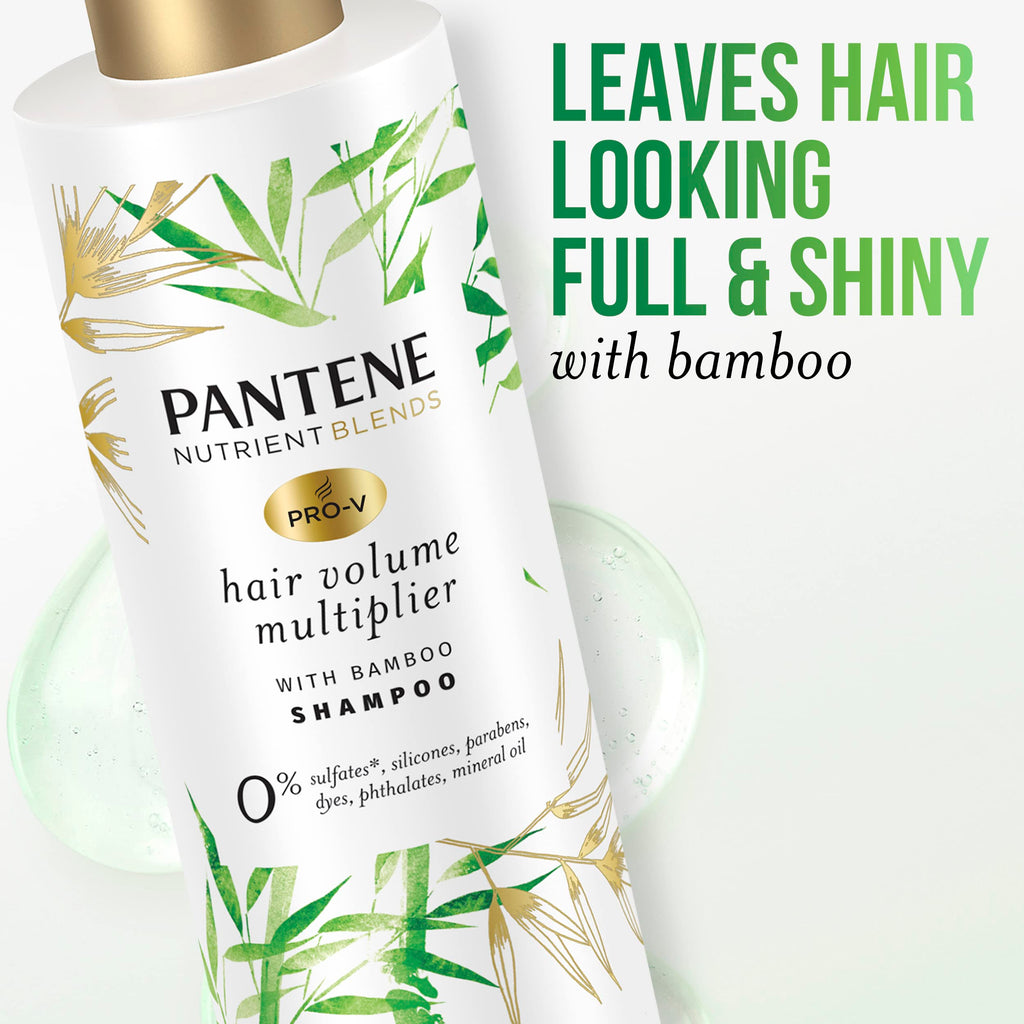 Pantene Sulfate Free Shampoo with Bamboo — Volumizing, Color Safe, 9.6 oz
