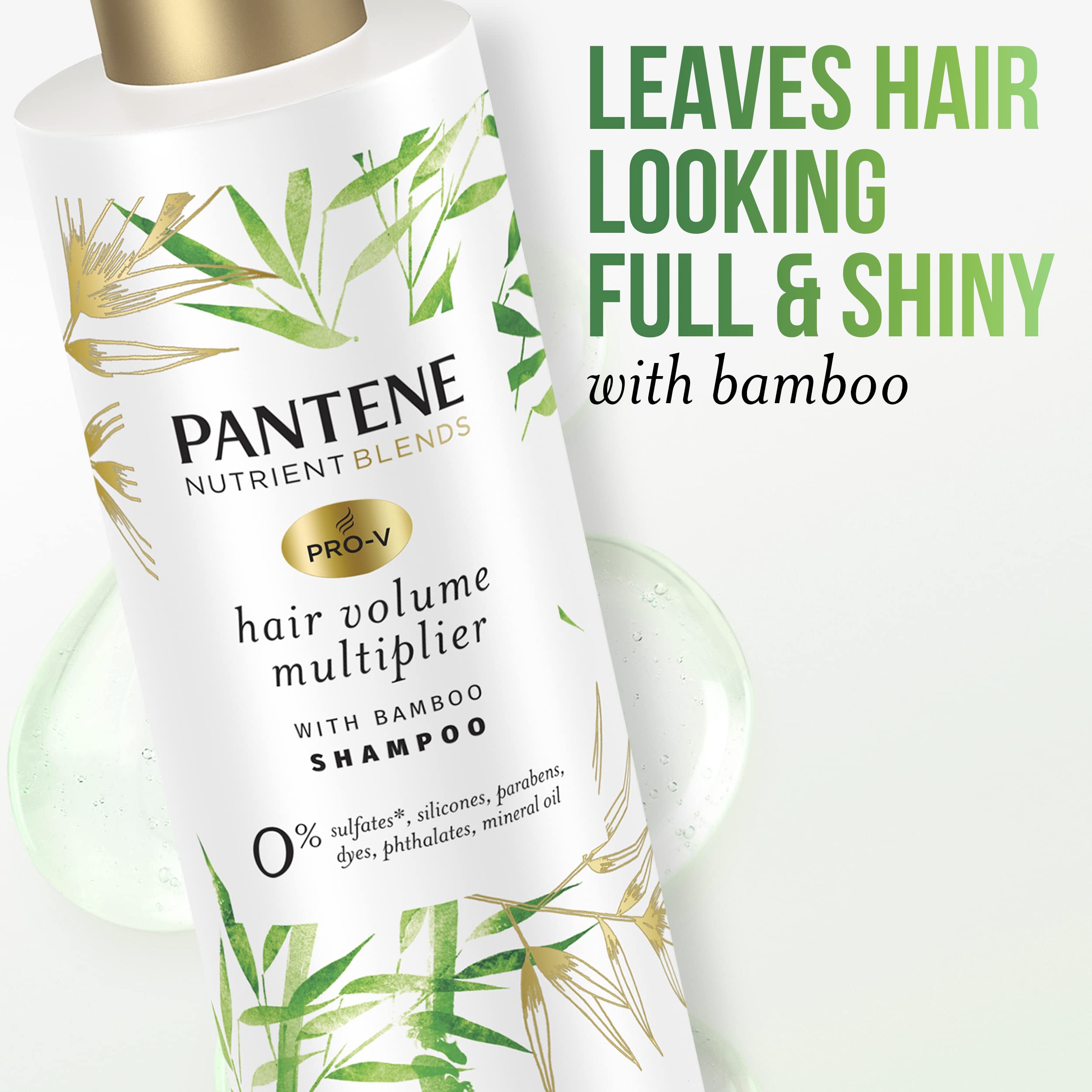 Pantene Sulfate Free Shampoo with Bamboo — Volumizing, Color Safe, 9.6 oz