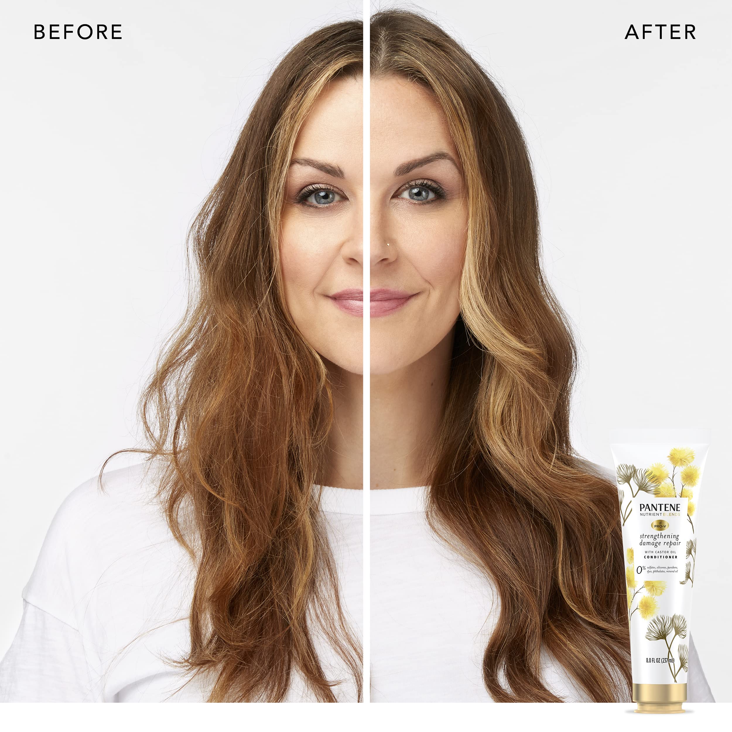 Pantene Sulfate-Free Conditioner with Castor Oil | Strengthening Damage Repair, 8 oz