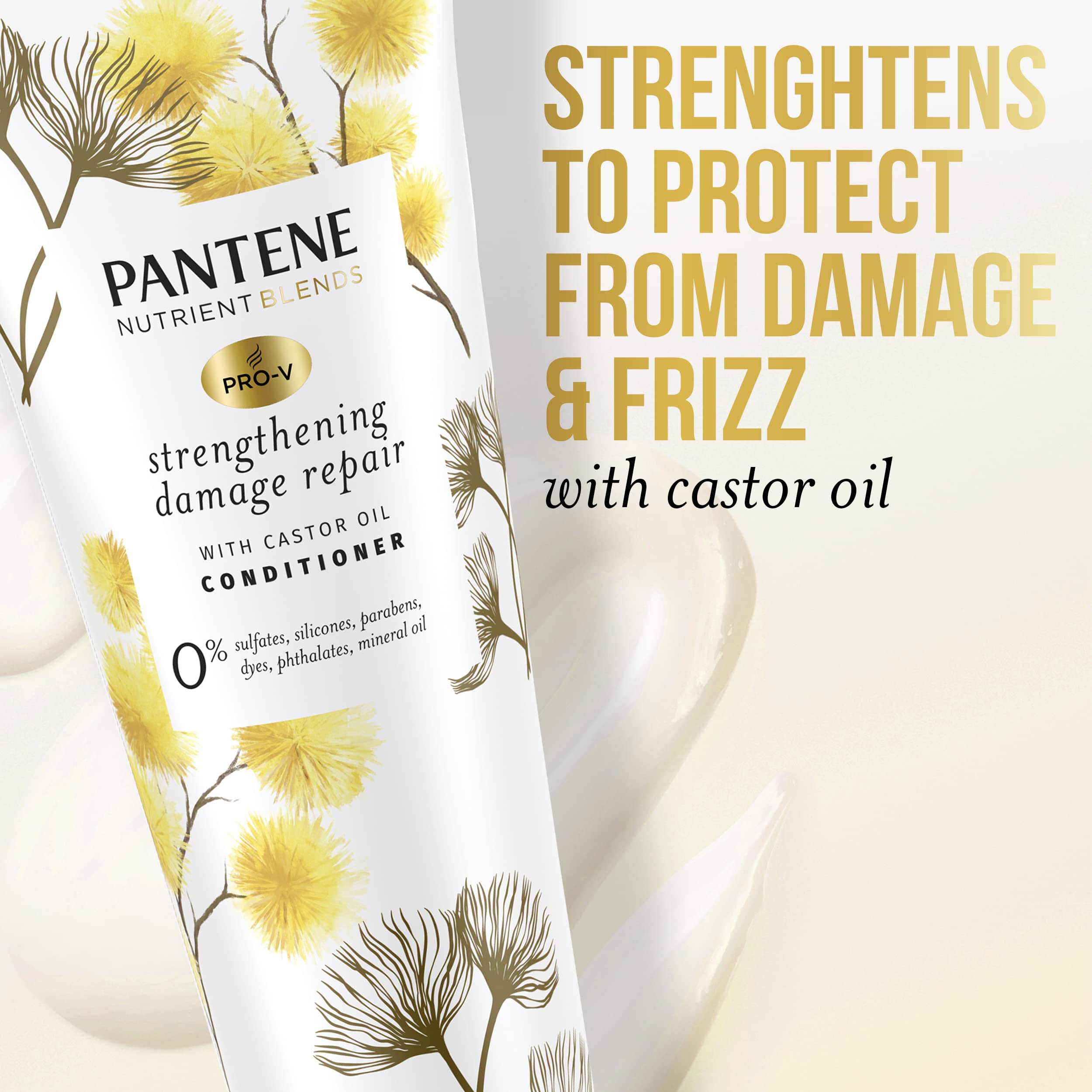 Pantene Sulfate-Free Conditioner with Castor Oil | Strengthening Damage Repair, 8 oz