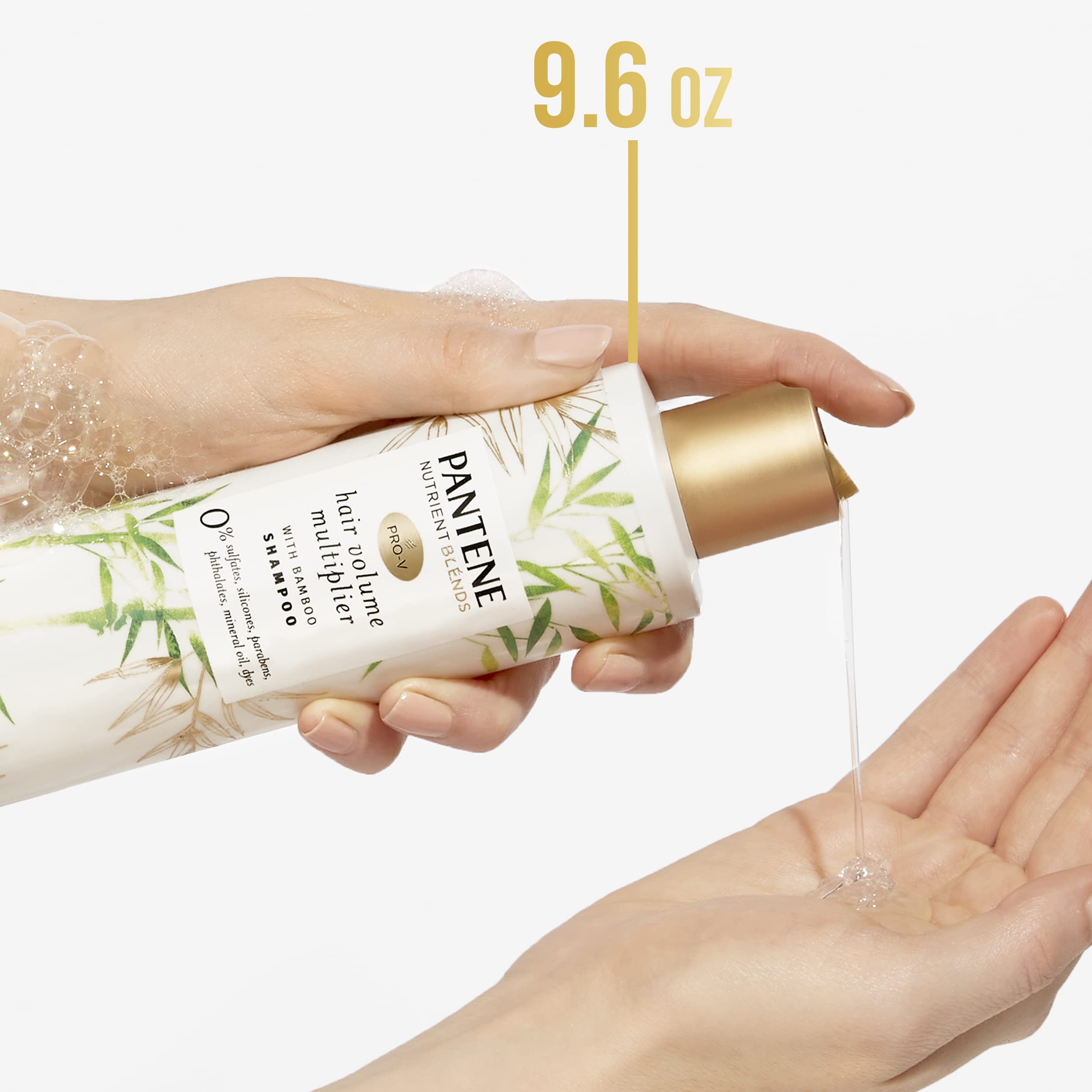Pantene Sulfate Free Shampoo with Bamboo — Volumizing, Color Safe, 9.6 oz