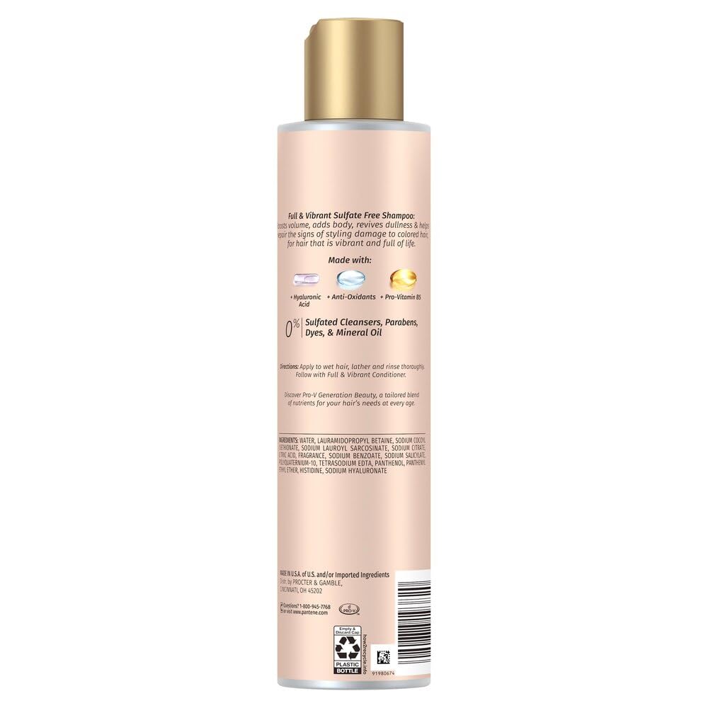 Pantene Generation Beauty Full & Vibrant Shampoo with Hyaluronic Acid – 9.6 Fl Oz