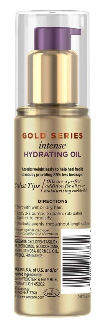 Pantene Gold Series Hydrating Oil Treatment 3.2 oz | Hydrating Hair Oil for Color-Treated Hair
