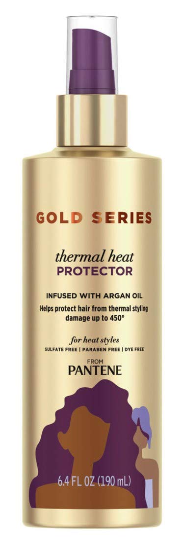Pantene Gold Series Thermal Heat Protector 6.4 oz Pump (2-Pack) | Argan Oil, Paraben & Sulfate Free