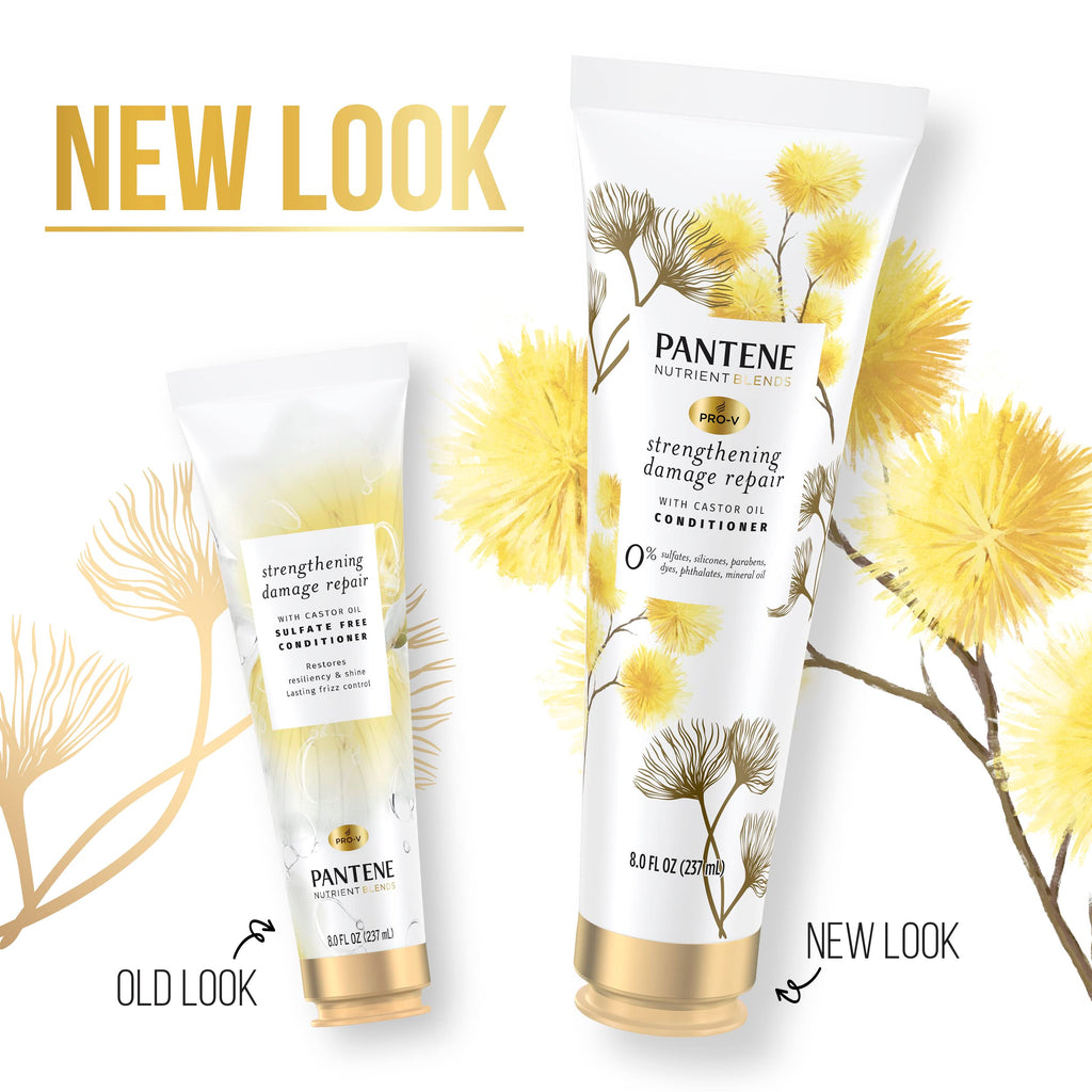 Pantene Sulfate-Free Conditioner with Castor Oil | Strengthening Damage Repair, 8 oz