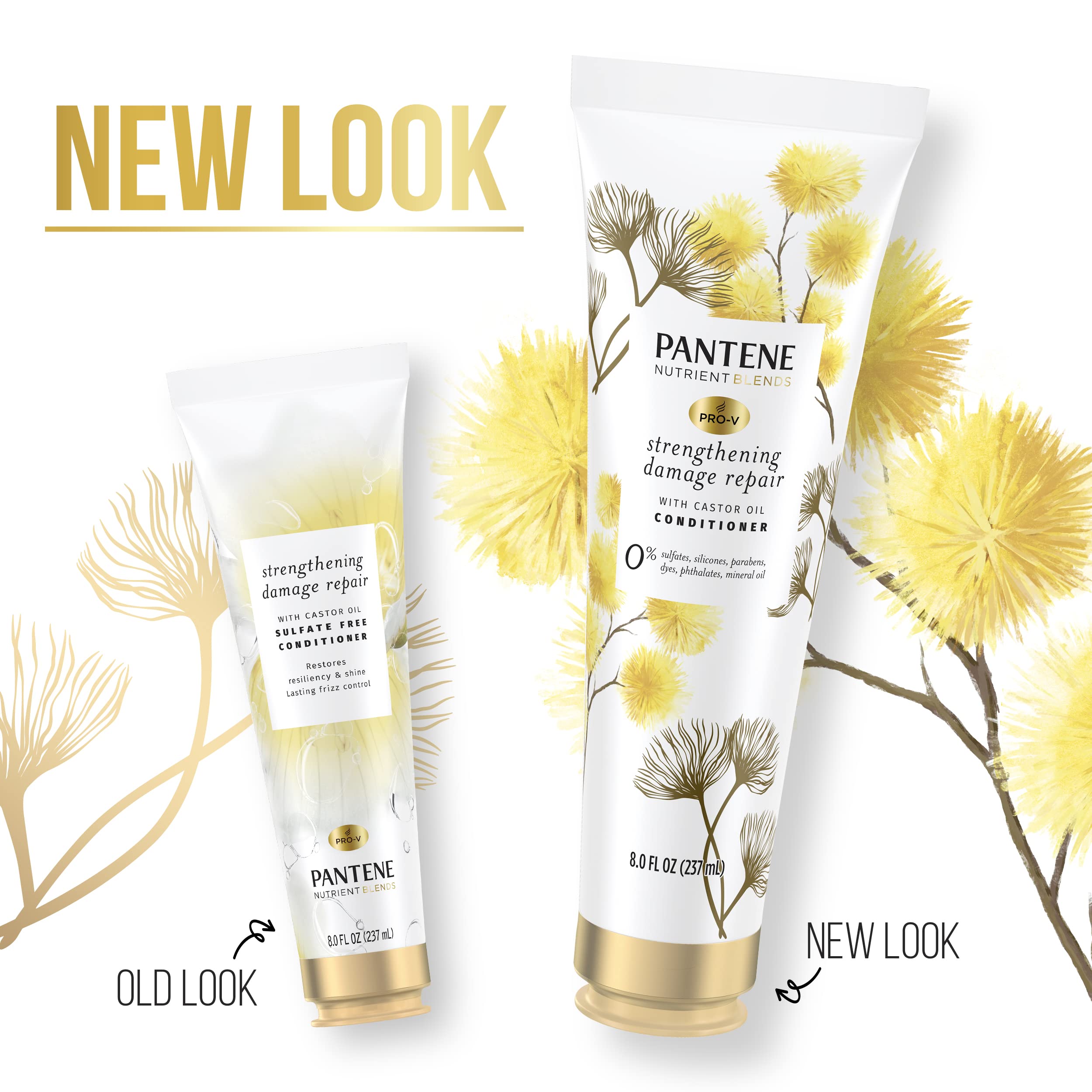 Pantene Sulfate-Free Conditioner with Castor Oil | Strengthening Damage Repair, 8 oz