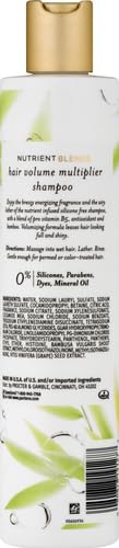 Pantene Nutrient Blends Bamboo Hair Volume Multiplier Shampoo – Silicone-Free for Fine, Thin Hair (9.6 fl oz)