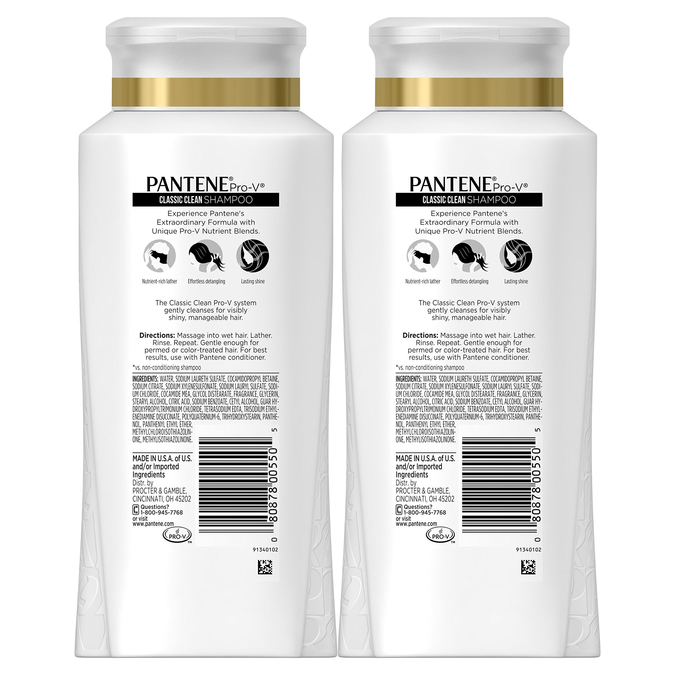 Pantene Pro-V Classic Clean Shampoo Twin Pack – 2 x 25.4 fl oz for Shine & Manageability