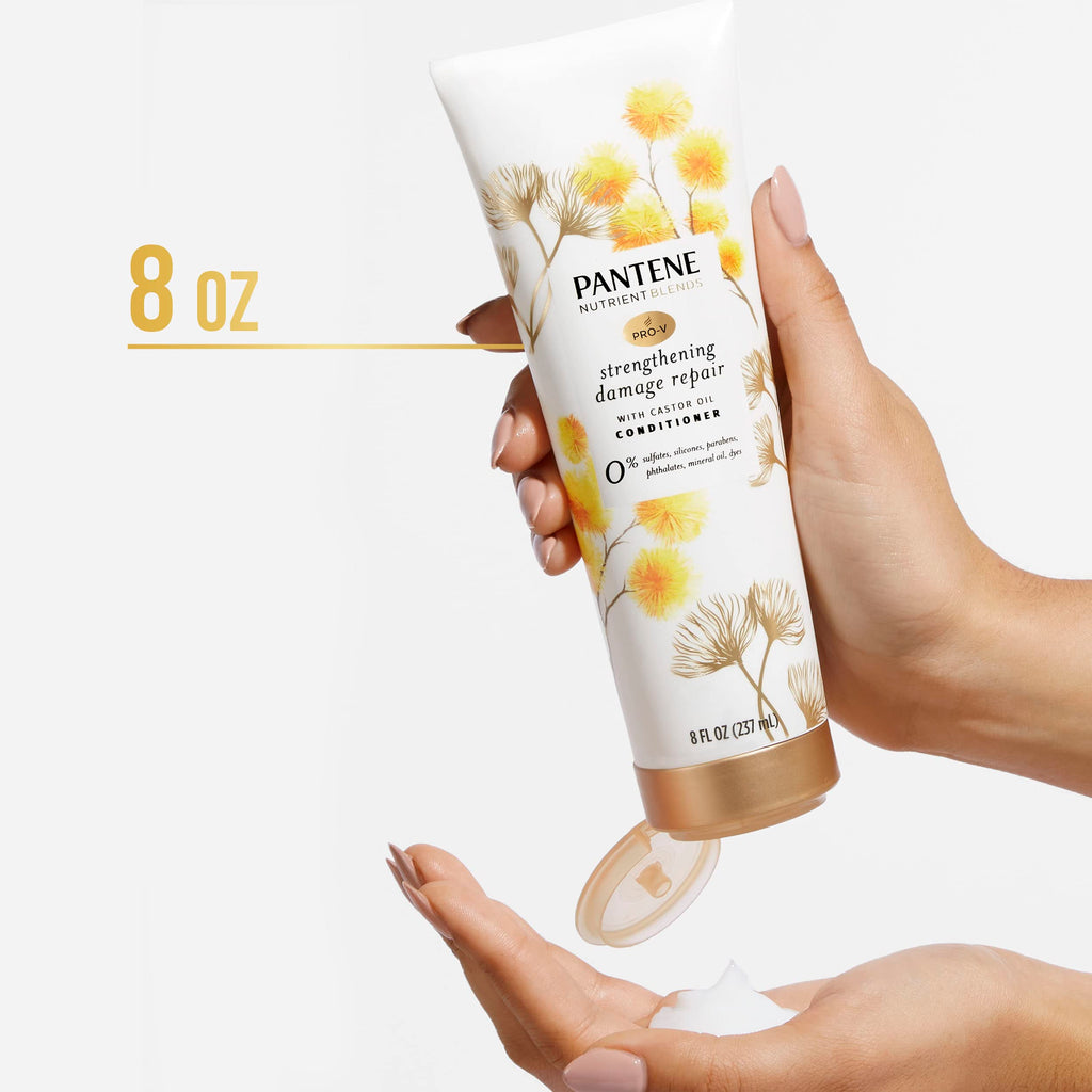 Pantene Sulfate-Free Conditioner with Castor Oil | Strengthening Damage Repair, 8 oz