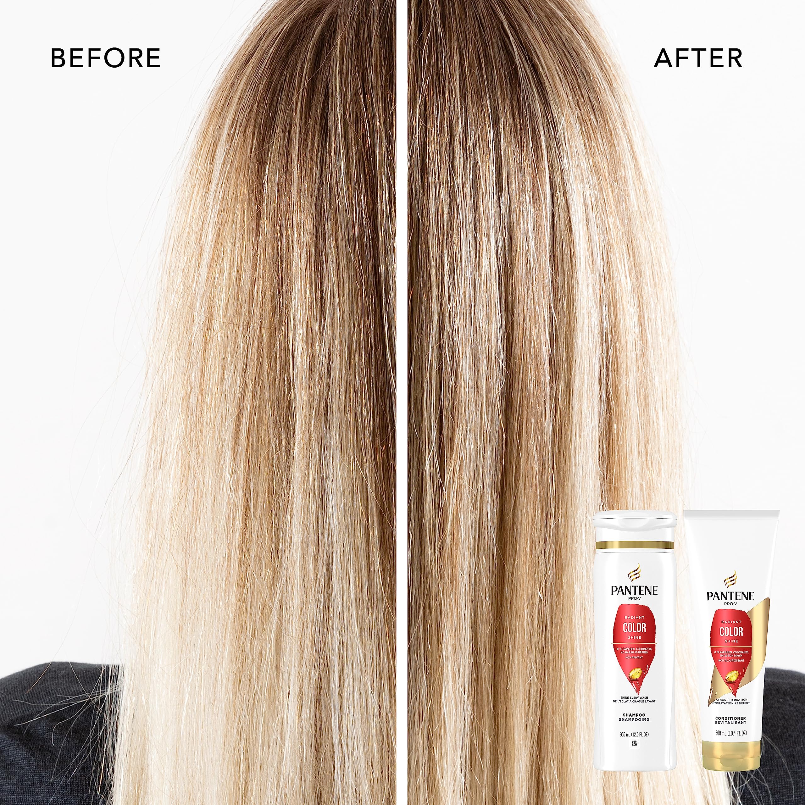 Pantene Radiant Color Shine Shampoo, Conditioner & Rescue Shot – Color-Treated Hair Safe