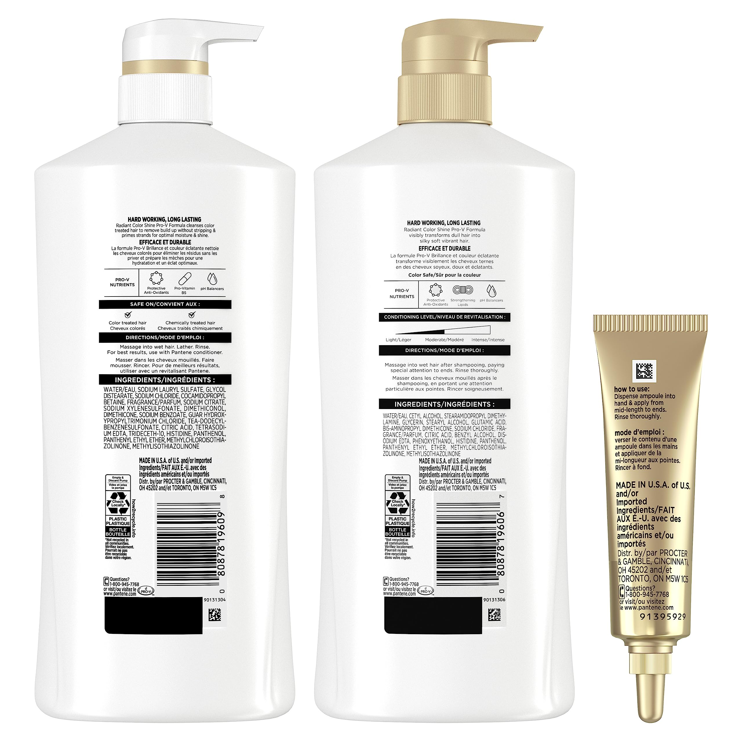 Pantene Radiant Color Shine Shampoo, Conditioner & Rescue Shot – Color-Treated Hair Safe