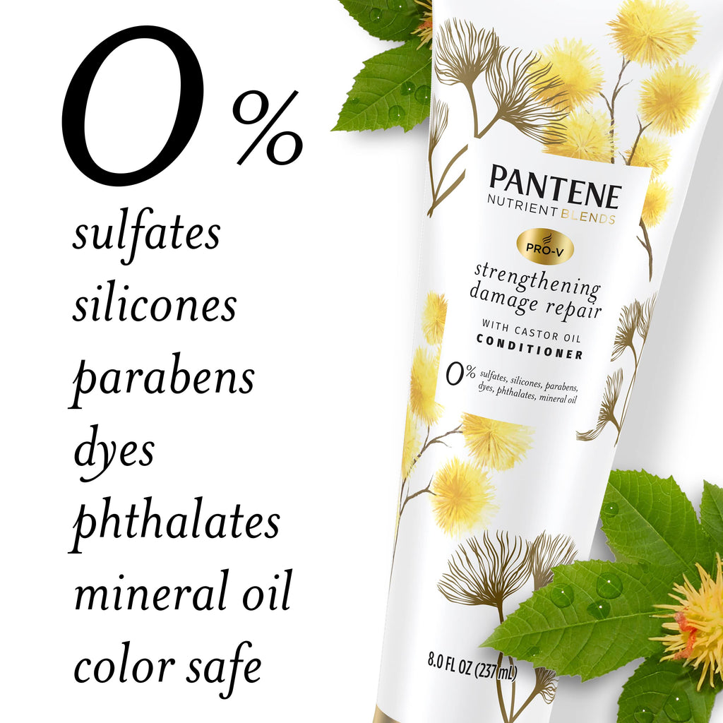 Pantene Sulfate-Free Conditioner with Castor Oil | Strengthening Damage Repair, 8 oz