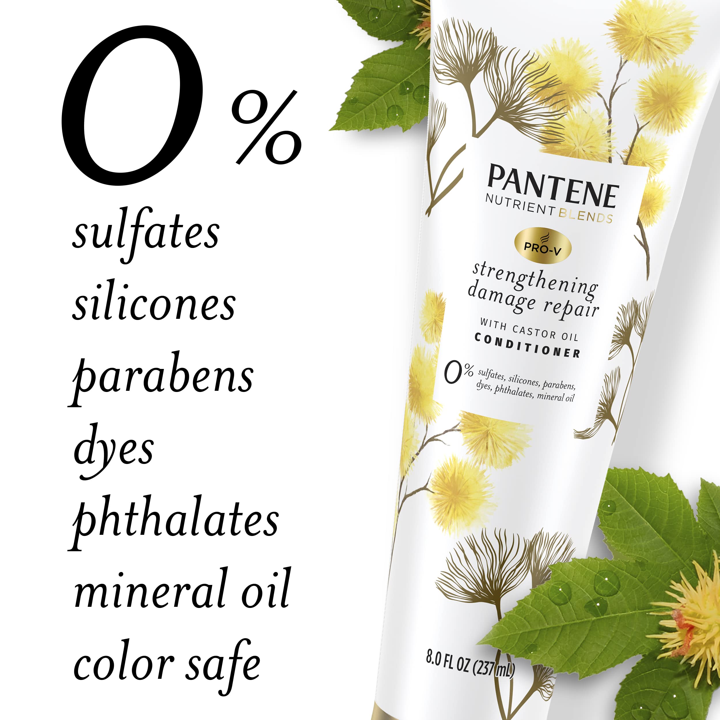 Pantene Sulfate-Free Conditioner with Castor Oil | Strengthening Damage Repair, 8 oz