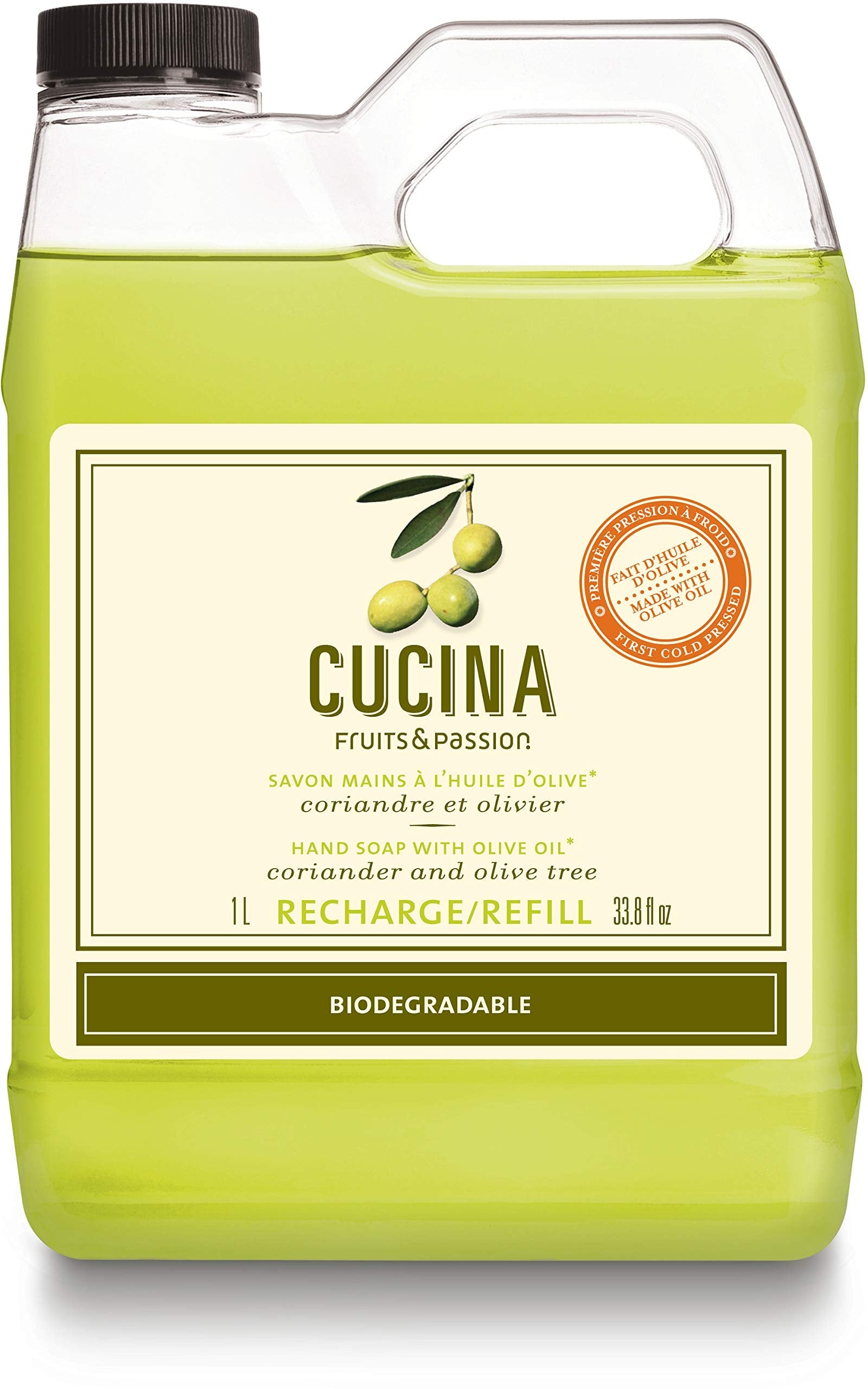 PANZERR Cucina Coriander and Olive Tree Hand Wash Refill – 33.8 oz Purifying Kitchen Soap