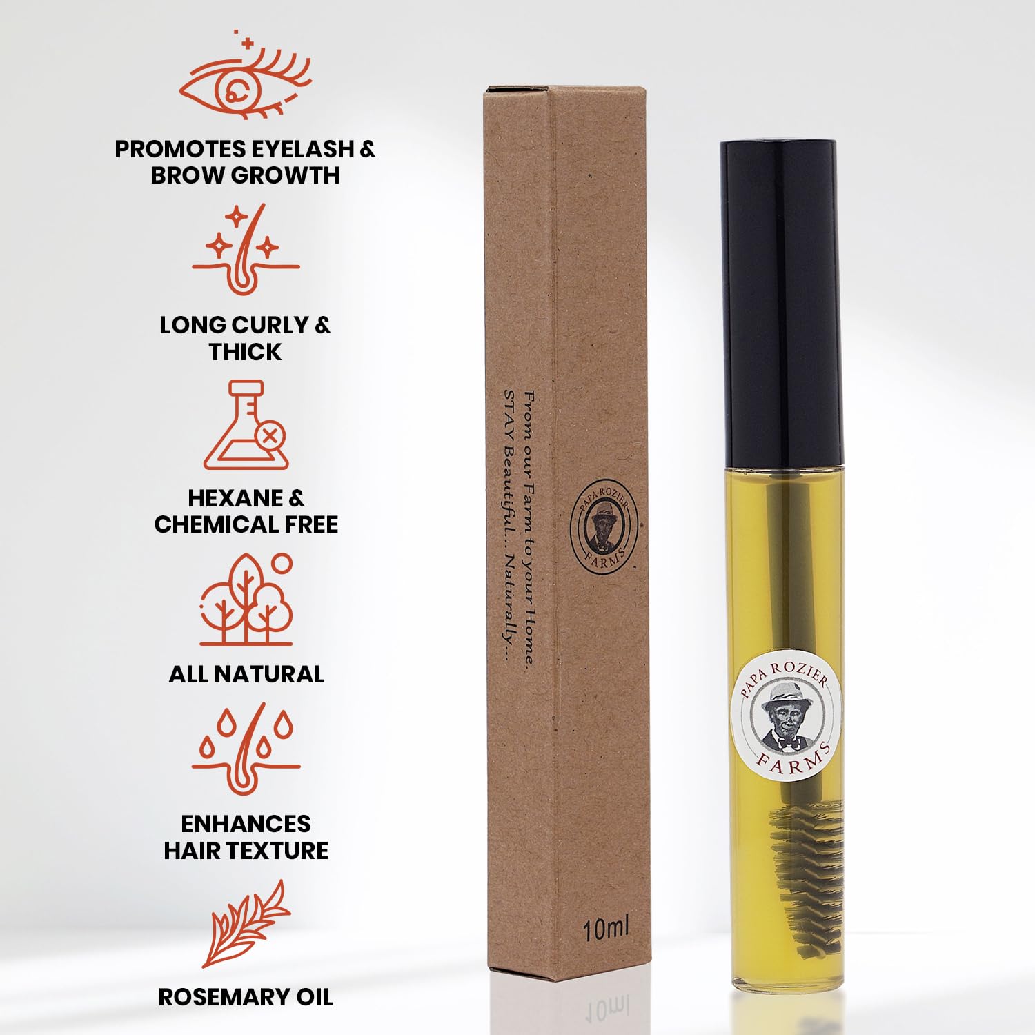 Papa Rozier Farms All Organic Eyelash and Eyebrow Growth Serum Treatment – 0.3 fl oz (Pack of 1)