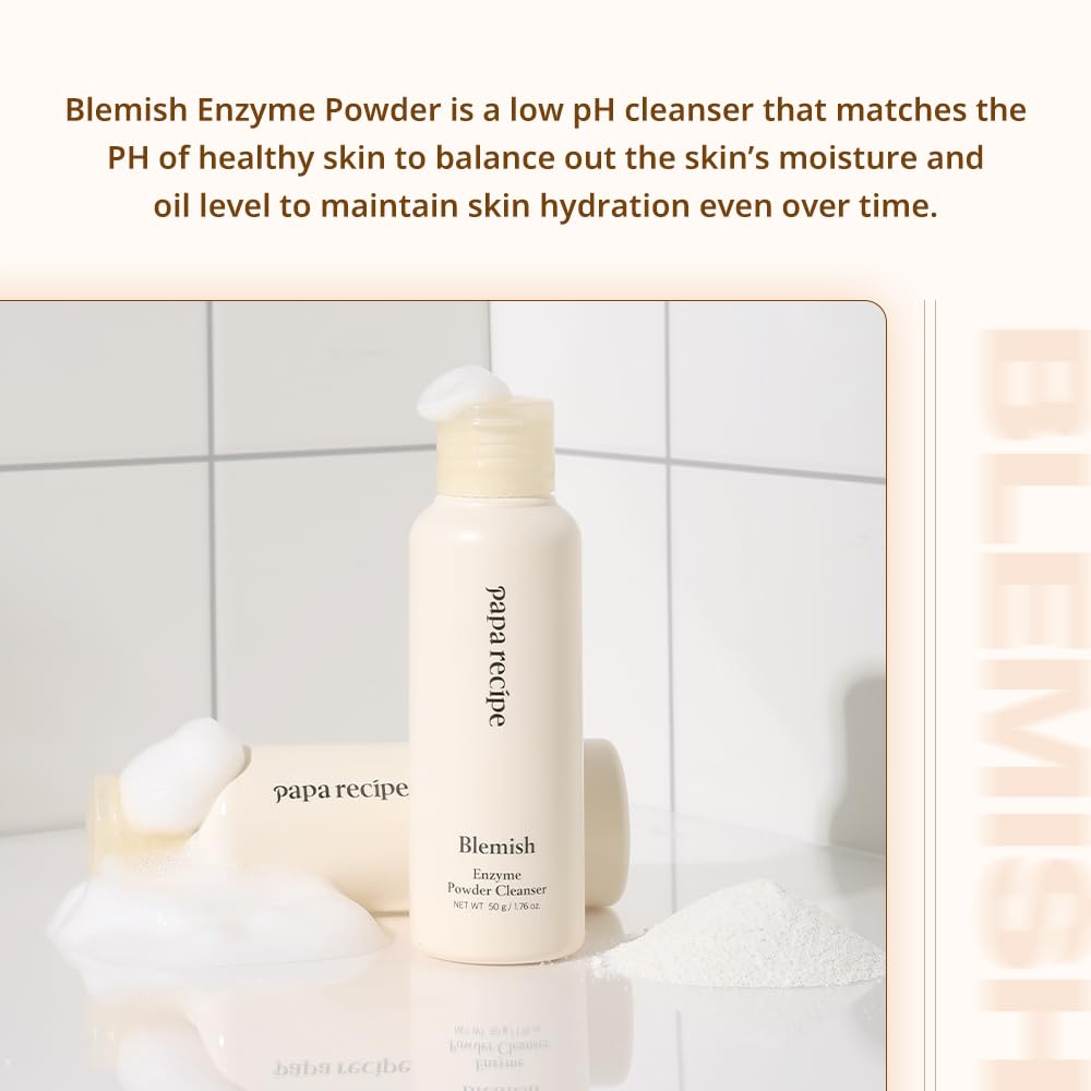 Papa Recipe Blemish Enzyme Powder Rice Cleanser — Gentle Triple Exfoliation, Low pH Skincare