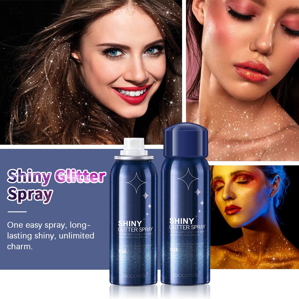 PAQIMAN 2 Pcs Body Glitter Spray – Festival-Ready Shimmer & Glow