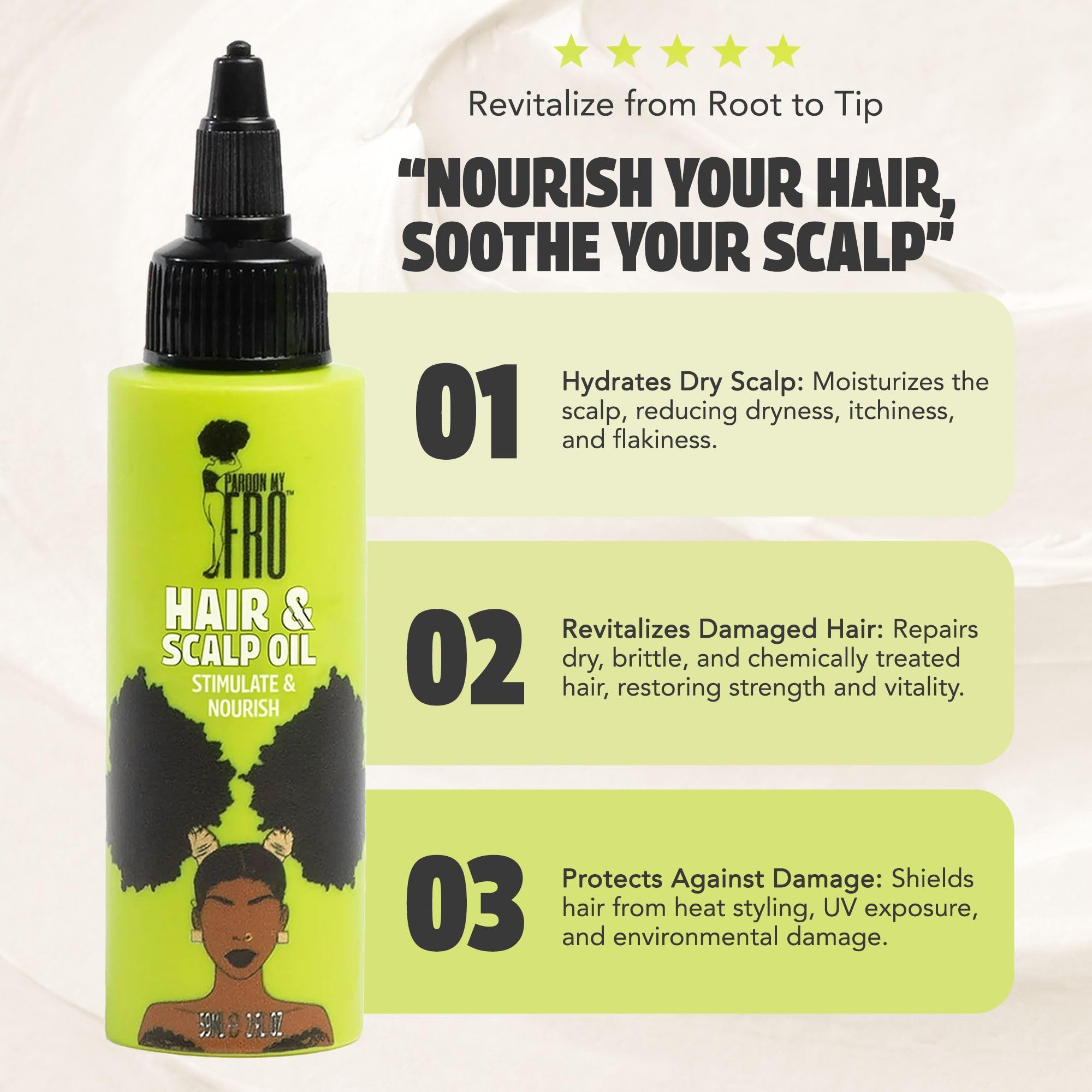 Pardon My Fro Hair & Scalp Oil – Hydrates Curls, Braids & Twists (2 fl oz)