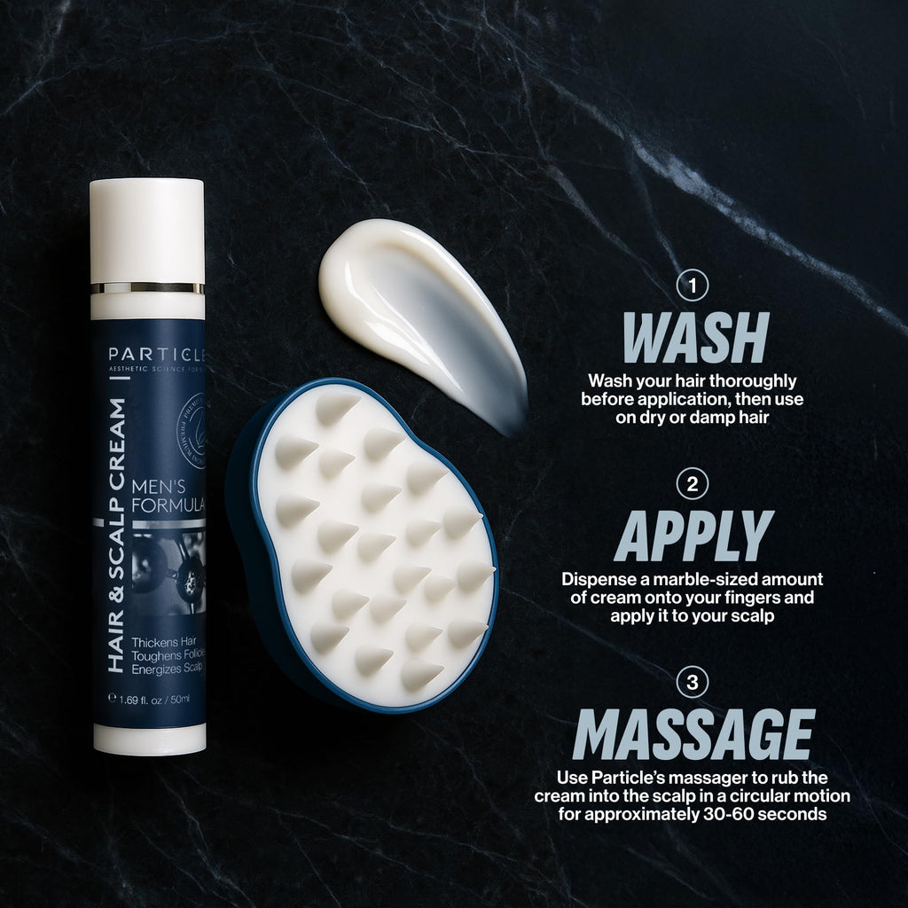 Particle Men Scalp Cream with Biotin & Scalp Massager – Hydration, Potentially Fuller-Looking Hair (1.69 oz)