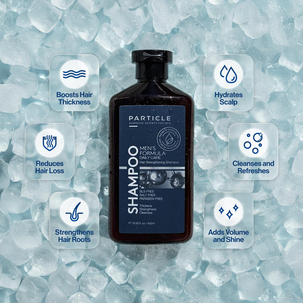 Particle Hair Thickening Shampoo for Men — Biotin, Capixyl & Redensyl | Paraben Free 400 mL