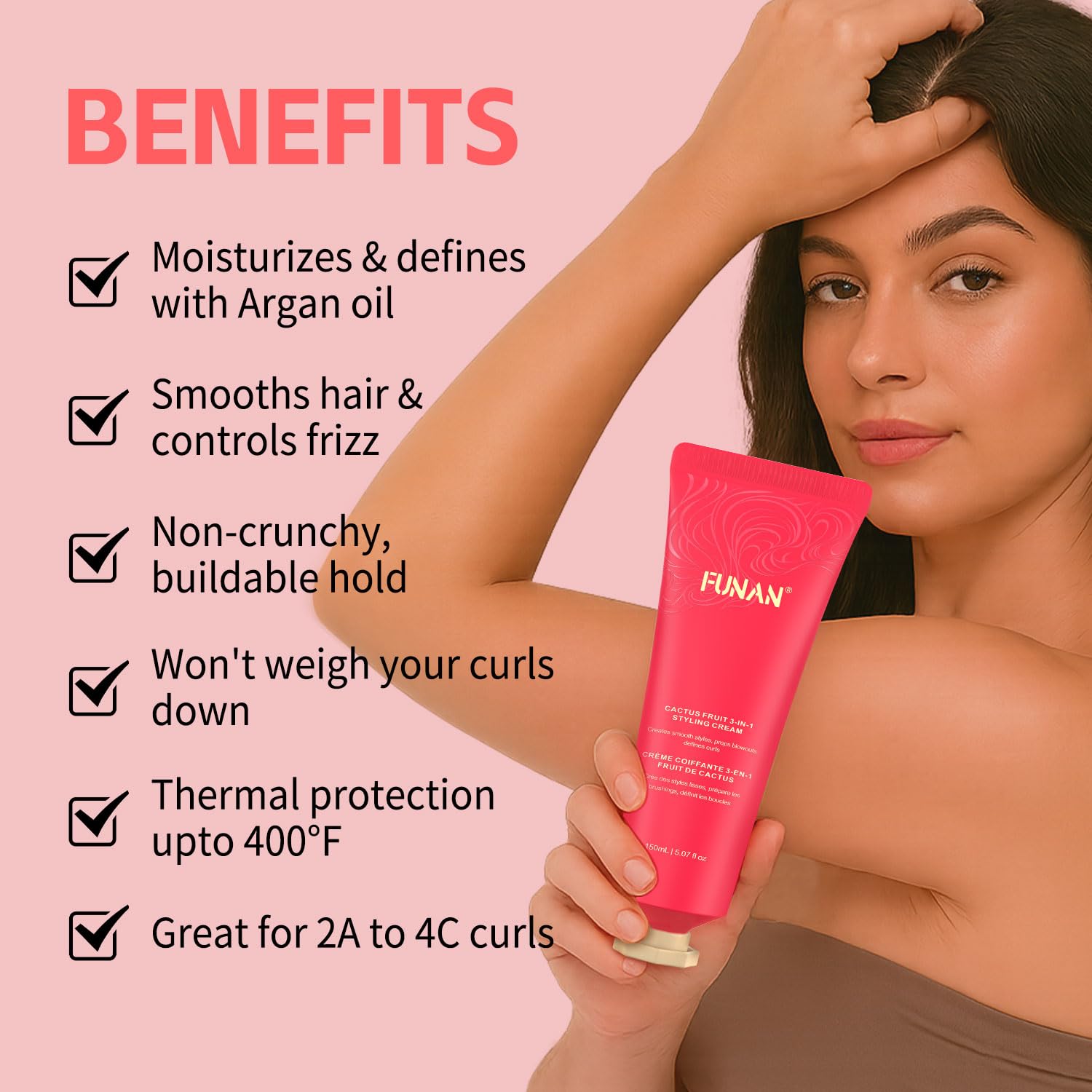 PasaRose Cactus Fruit 3-in-1 Styling Cream – Smooth, Shine, Define (5.07 oz)
