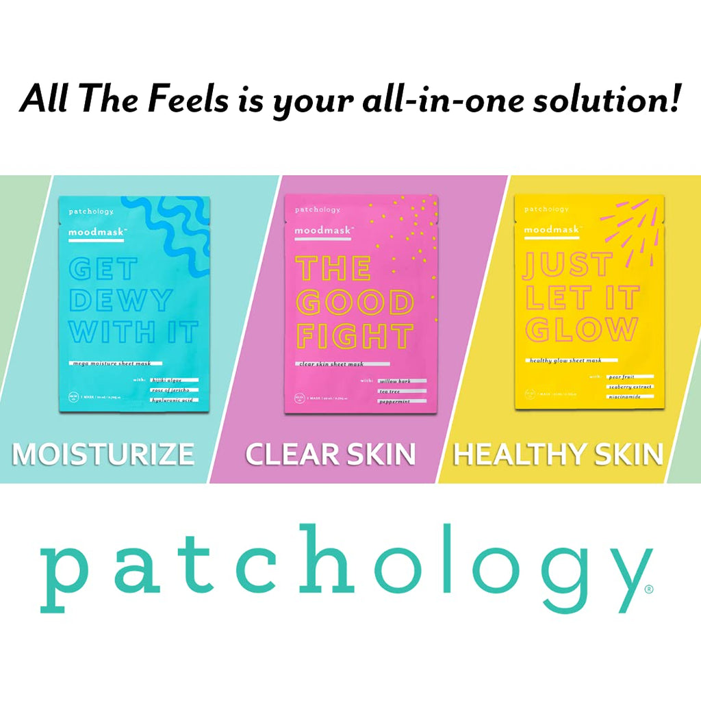 Patchology All the Feels Sheet Masks | Hydration, Glow & Quick Refresh (3 Moodmasks + Eye Gels)