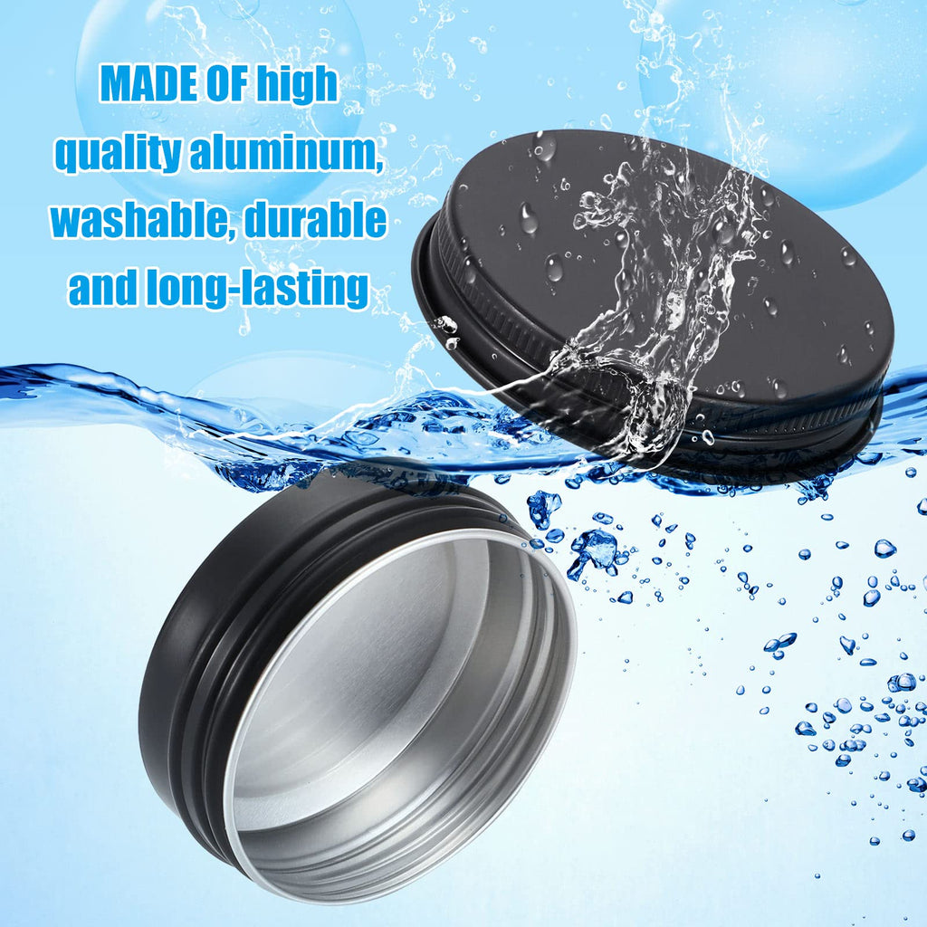 Patelai 64 Pieces Lip Balm Tin Containers – 1 oz Matte Black Aluminum Jars with Screw Top