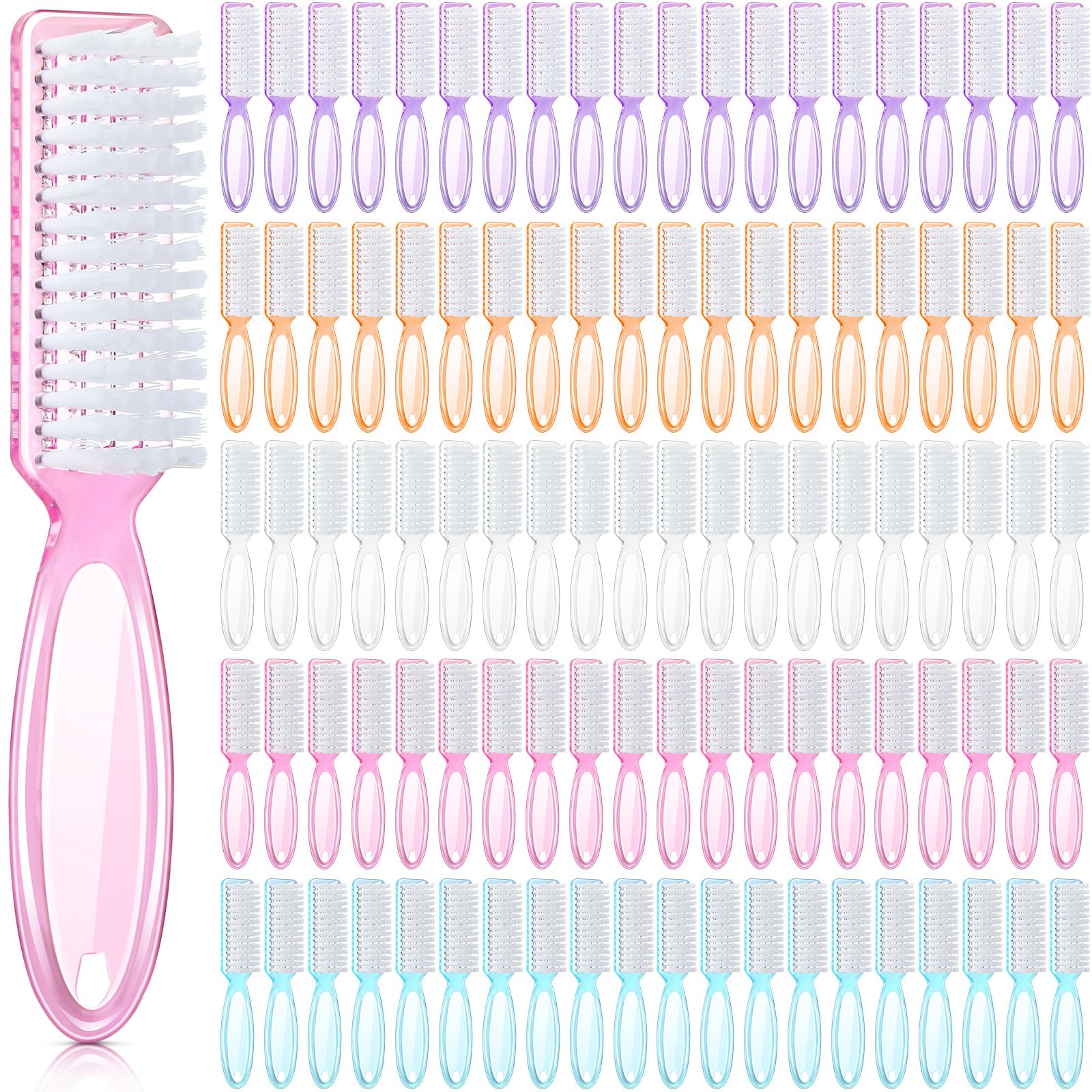 Patelai 100-Pack Handle Grip Nail Brushes for Nail & Foot Cleaning | Colorful Bulk Pack