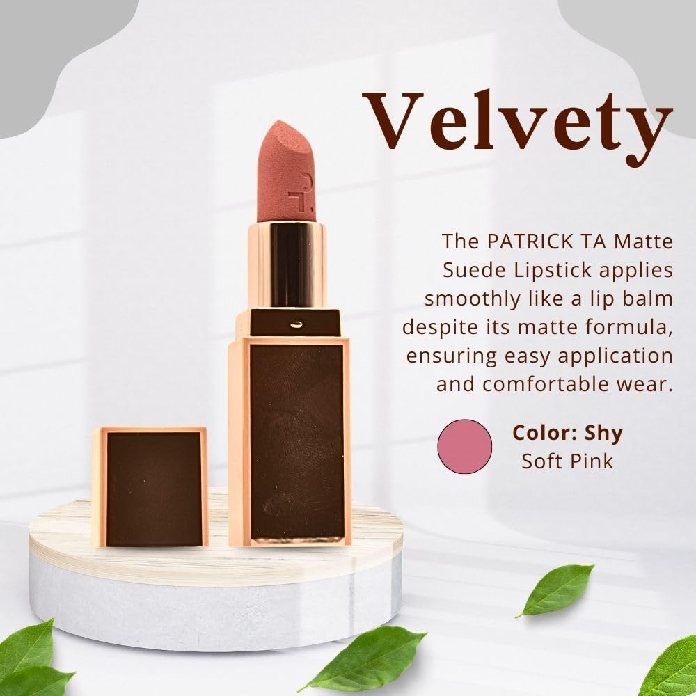 Patrick Ta Major Headlines Matte Suede Lipstick in Shy | Long-Lasting Soft Pink