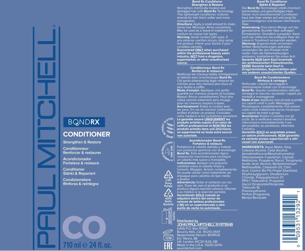 Paul Mitchell Bond Rx Conditioner – Strengthens & Restores Chemically Treated Hair (24 oz)