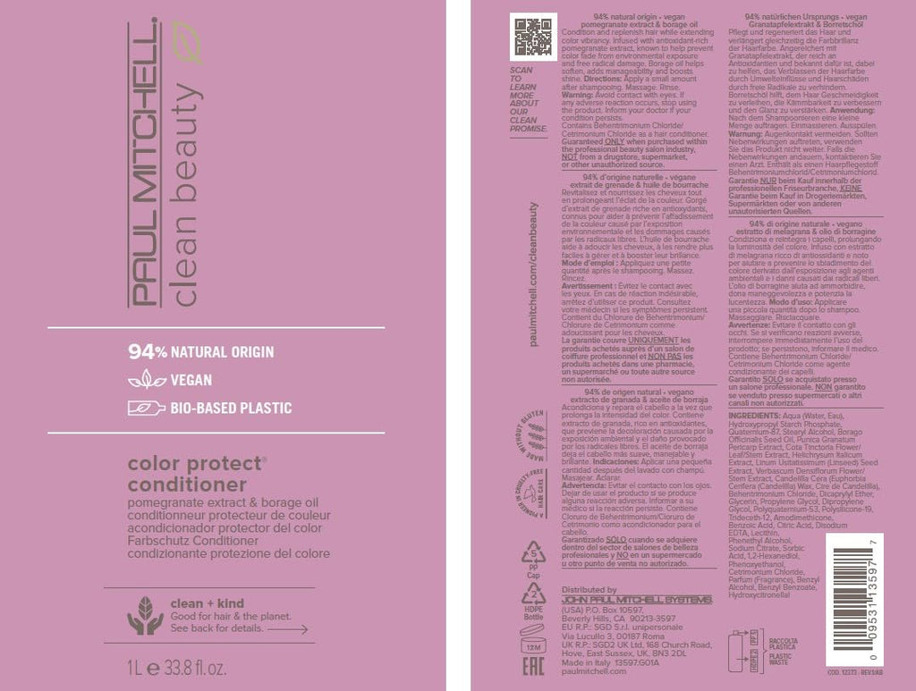 Paul Mitchell Clean Beauty Color Protect Conditioner — Replenish & Extend Color