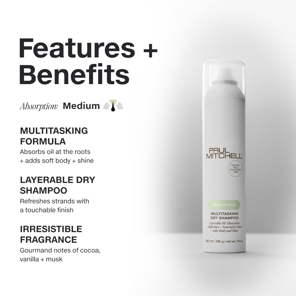 Paul Mitchell Multitasking Dry Shampoo – Refreshes Hair, Adds Body, All Hair Types (7.6 oz)