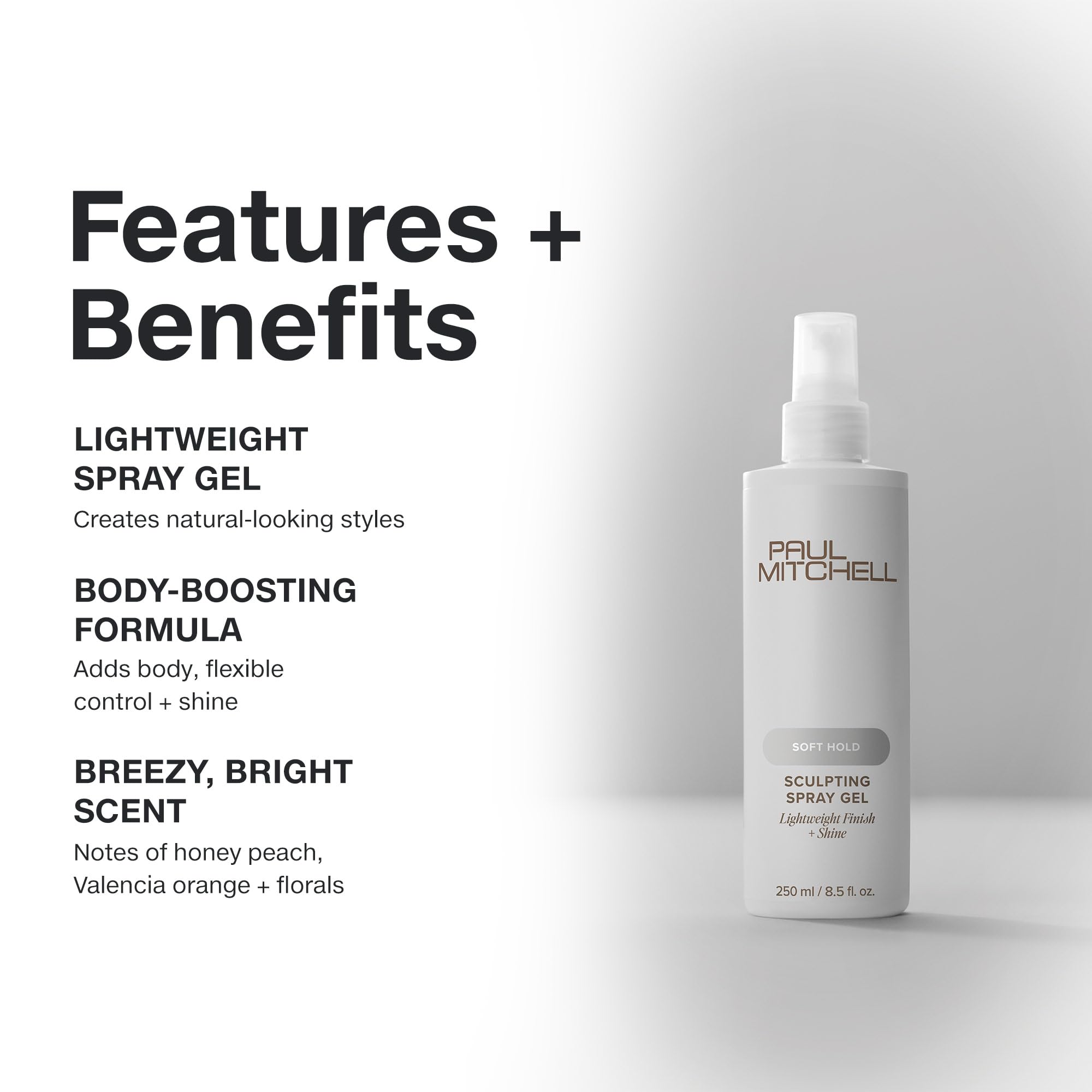 Paul Mitchell Soft Sculpting Spray Gel – Natural Hold, Soft Finish, All Hair Types, 33.8 oz