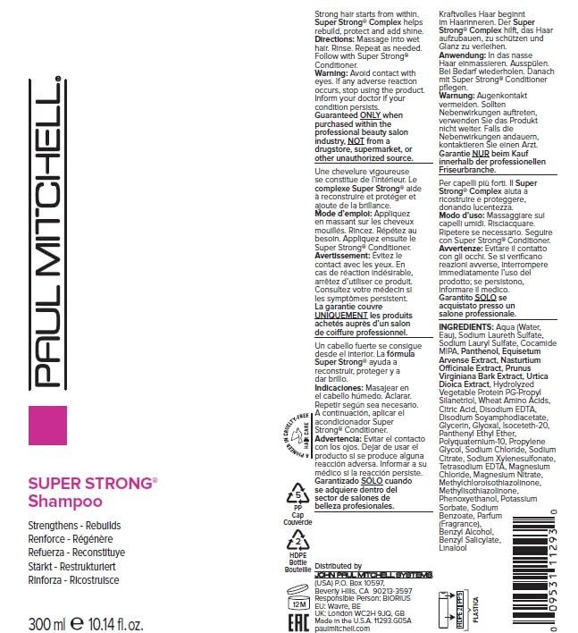 Paul Mitchell Super Strong Shampoo – Rebuilds Damaged Hair, Strengthens & Adds Shine (10.14 oz)