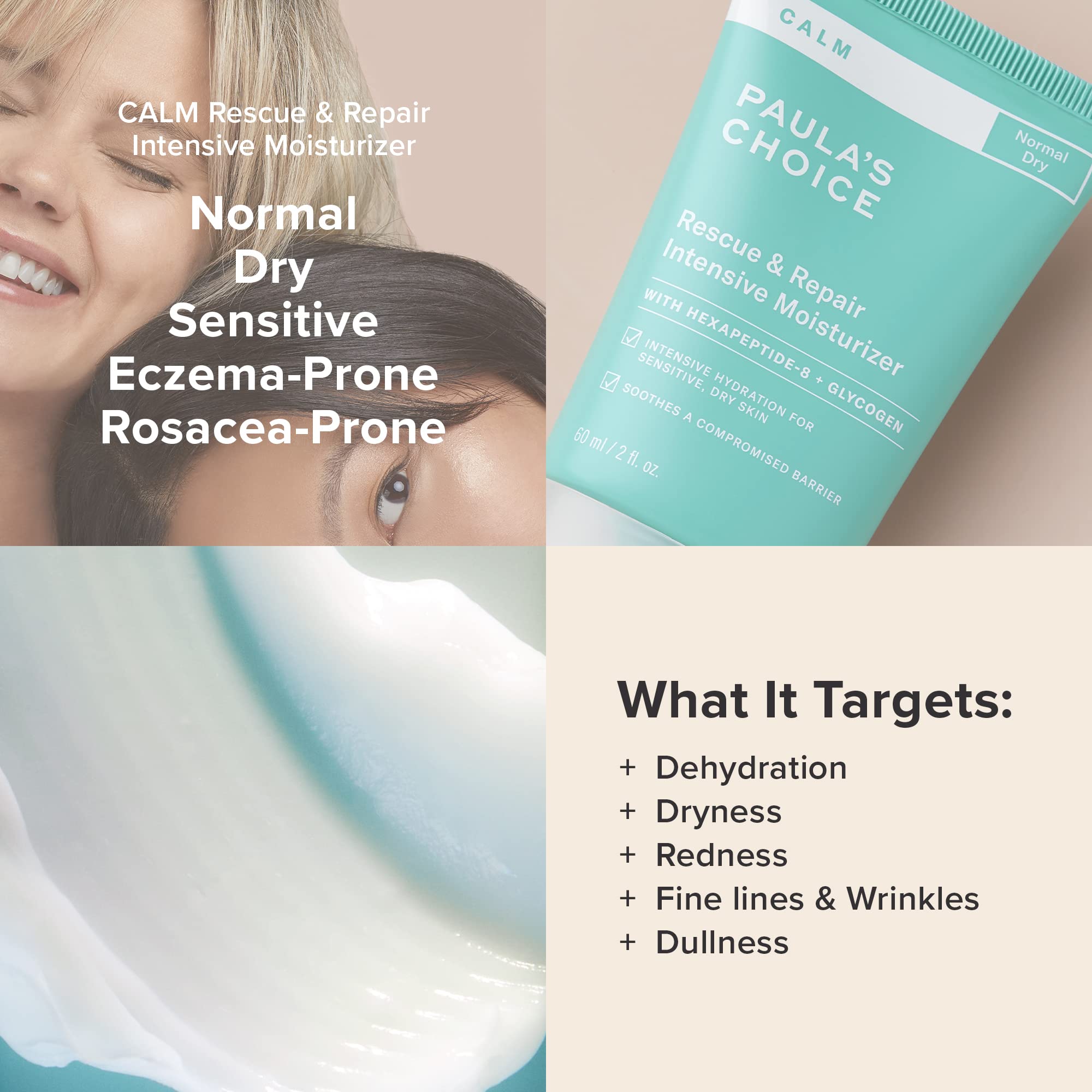 Paula's Choice CALM Intensive Moisturizer – Dry & Sensitive Skin, Fragrance-Free, 2 oz