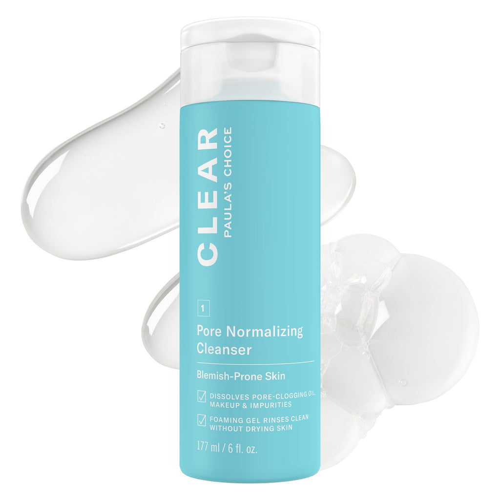 Paula's Choice CLEAR Pore Normalizing Facial Cleanser – Salicylic Acid Acne Wash, Fragrance Free, 6 oz