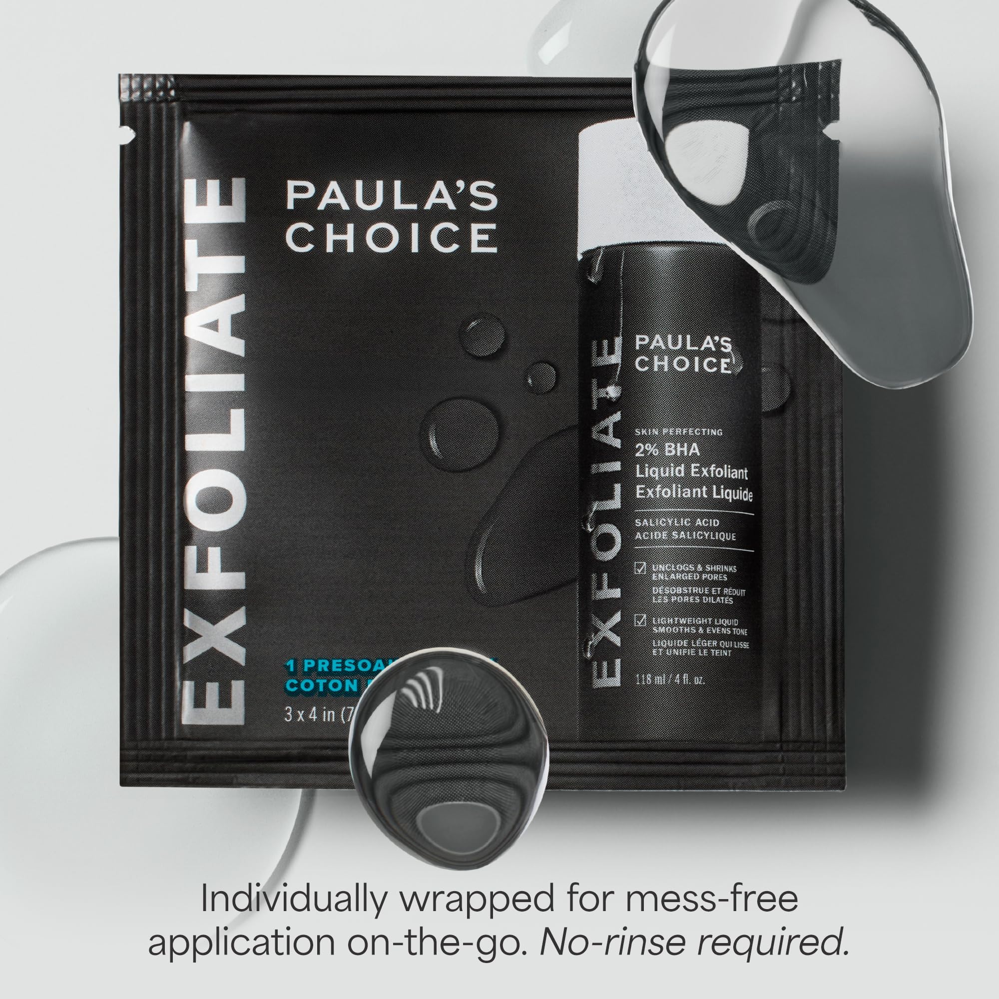 Paula's Choice Skin Perfecting 2% BHA Pads – Travel Exfoliating Toner Pads (Pack of 3)